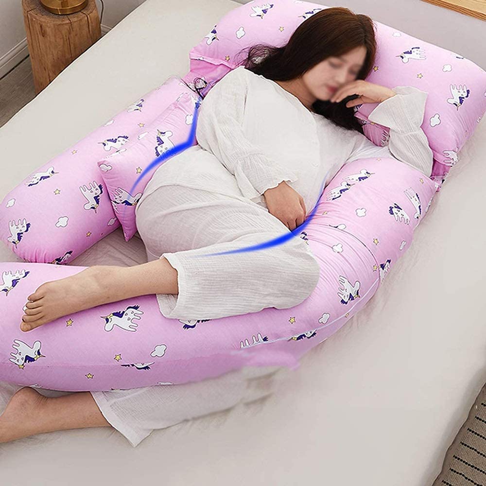 U-Shaped Maternity Pillow for Pregnant Women - Full Body Support Pregnancy Pillow with Removable Washable Cotton Cover - Perfect for Side Sleeping, Back Pain Relief & Comfort During Pregnancy