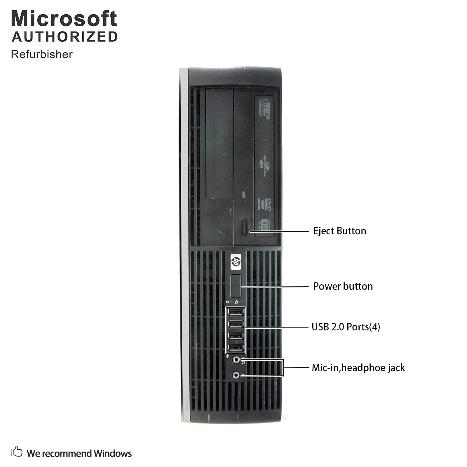 HP Elite Desktop Computer - Intel Core 2 Duo 2.9GHz, 8GB RAM, 500GB HDD, WiFi, Windows 10 (Renewed) with 22