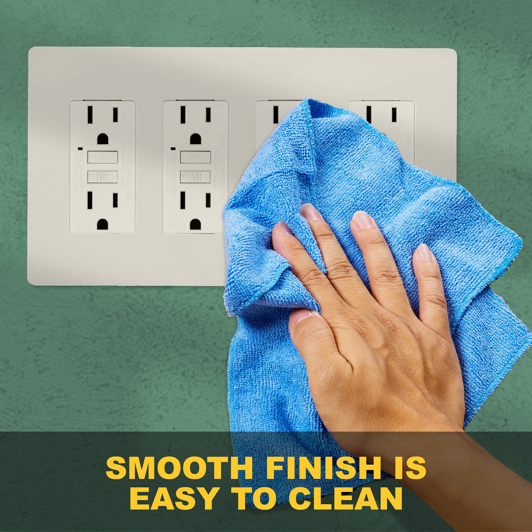 Faith 4-Gang Screwless Wall Plate Outlet Cover - Child Safe, Fits GFCI/USB/Dimmer/Lighting Controls - 4.68