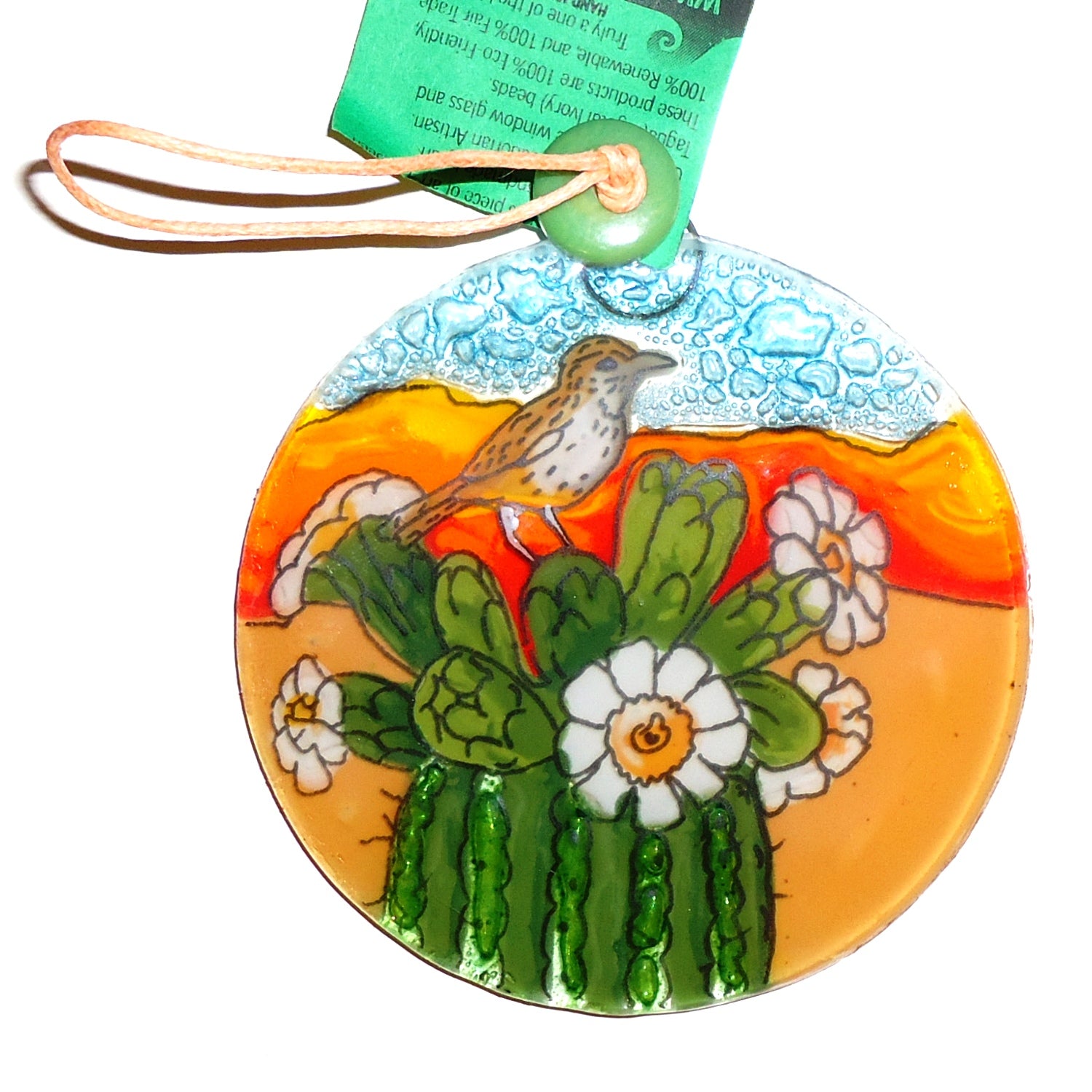 Beautiful Cactus Flower Suncatcher - Handmade Glass Window Decor for Home & Office - Perfect for Southwest Style Decor, Gifts, and Meditation Spaces