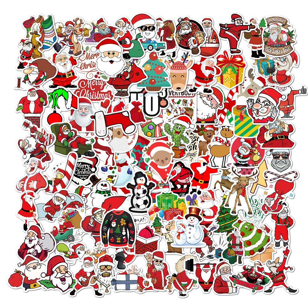 200 PCS Christmas Winter Stickers - Waterproof Vinyl Santa Claus Snowflake Snowman Decals for Scrapbooking, DIY Crafts, Laptop, Water Bottles, Cards - Bulk Holiday Stickers for Teens, Kids & Adults - Perfect for Gift Wrapping, Party Favors & Home Decor