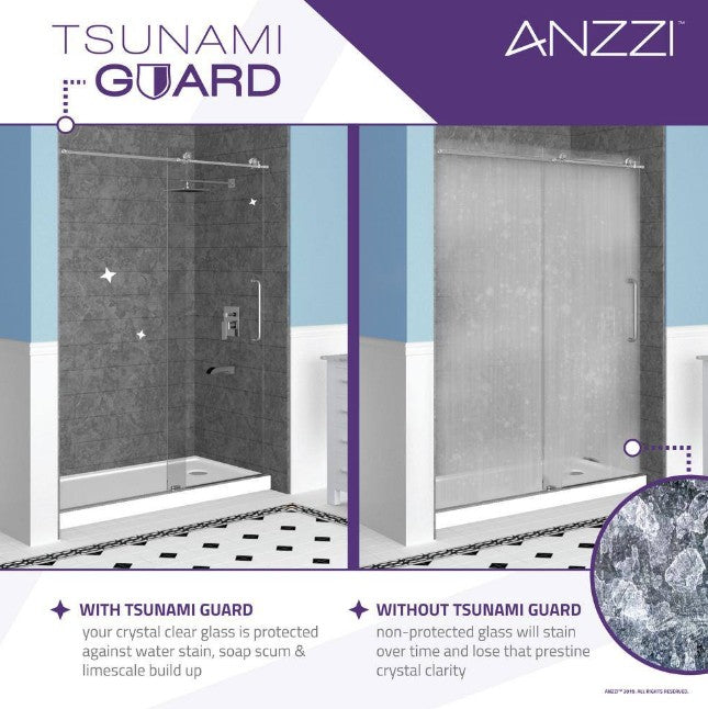 Anzzi SD AZ8077 02MB Leon Frameless Sliding Shower Door - 60