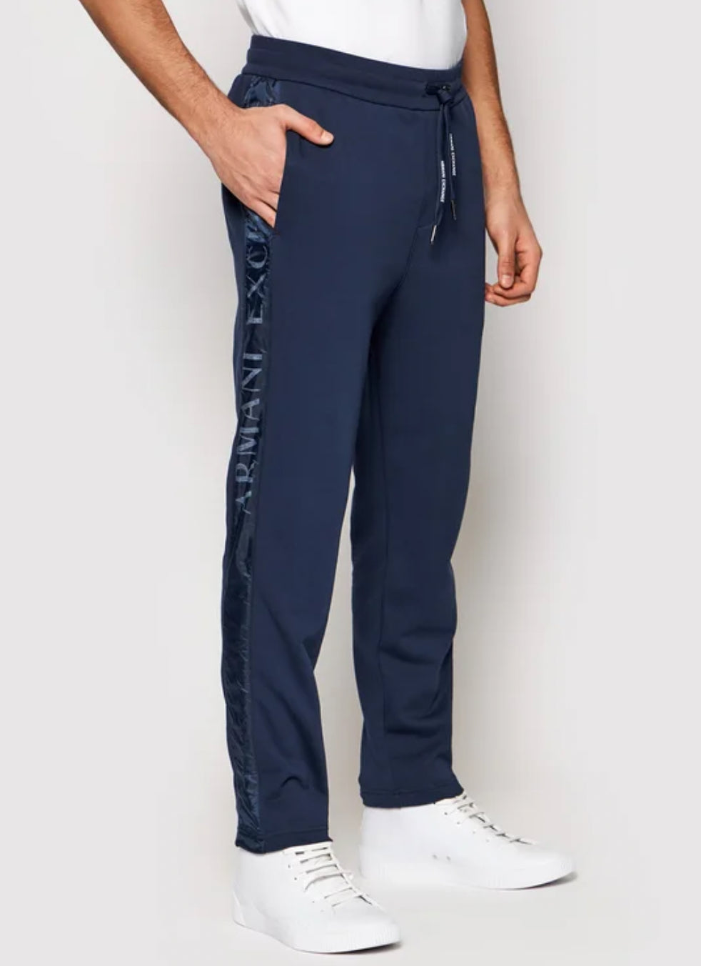 Armani Exchange Navy Blue Slim Fit Men's Dress Pants - Perfect for Office, Business Casual & Formal Occasions