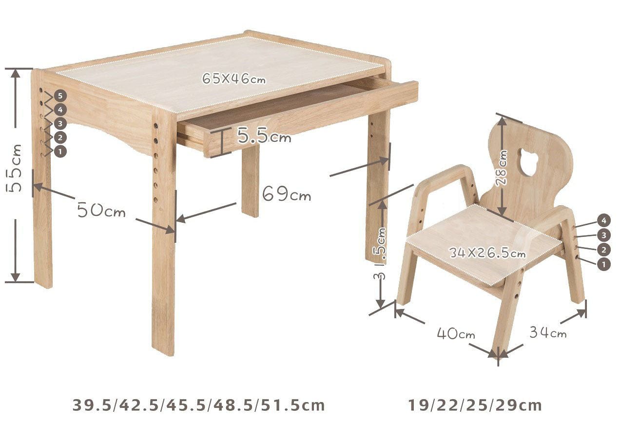 Adjustable Kids Table and Chair Set - Ergonomic Primary School Furniture for Home & Classroom Learning Activities - Perfect for Study, Arts & Crafts, Playtime