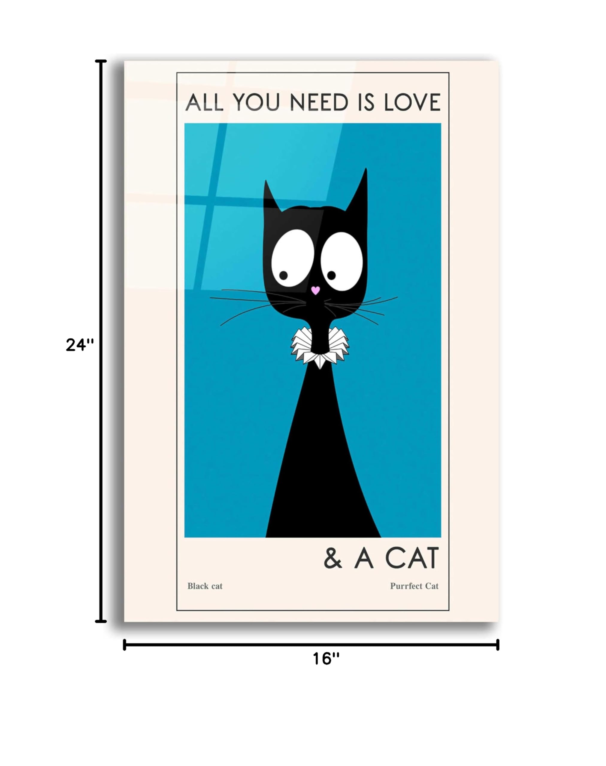 Epic 'All You Need Is Love' Acrylic Glass Wall Art by Ayse - 16x24 Inches Modern Home Decor for Living Room, Bedroom & Office
