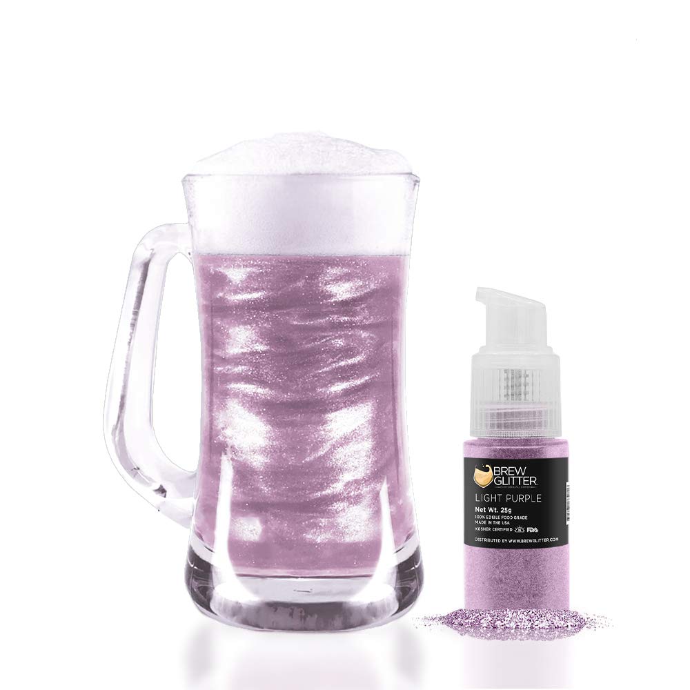 Light Purple Edible Glitter for Drinks - Brew Glitter Food Grade Sparkles for Cocktails, Beer & Beverage Garnish | KOSHER & HALAL Certified | 100% Vegan, Gluten & Nut Free (25g Spray Pump) | Perfect for Birthday Parties, Wedding Toasts & Bar Decorations