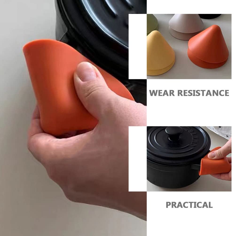 Silicone Pot Lid Knobs & Heat Resistant Oven Mitts - 1 Pair Orange Kitchen Potholders for Cooking, Baking, Grilling - Non-Slip Grip, Burn Protection for Stovetop, Oven & BBQ Use