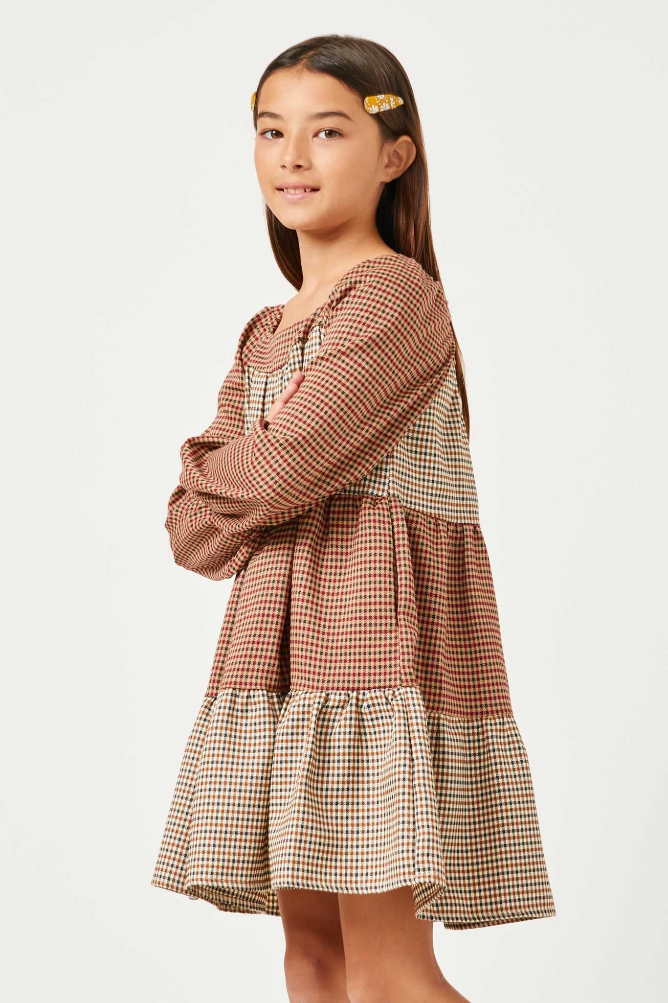 Checker Block Long Sleeve Dress for Women - Elegant Floral Print Casual & Office Wear - Perfect for Work, Date Night and Fall Season Outfits
