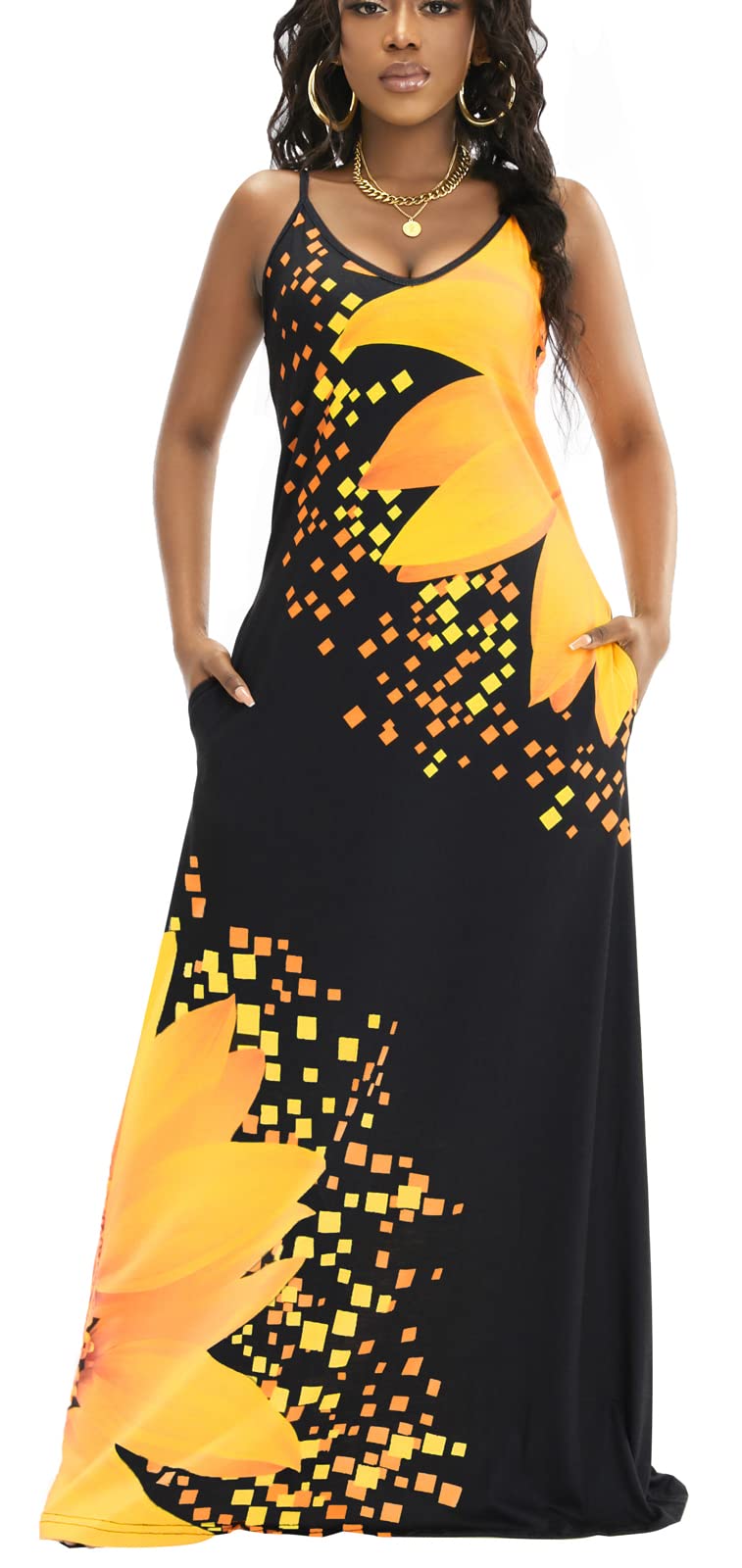LaiyiVic Women's Summer Casual Maxi Dress - Sexy Striped Bodycon Long Sleeveless Sundress, Plus Size Floor Length Dress for Beach, Party & Vacation