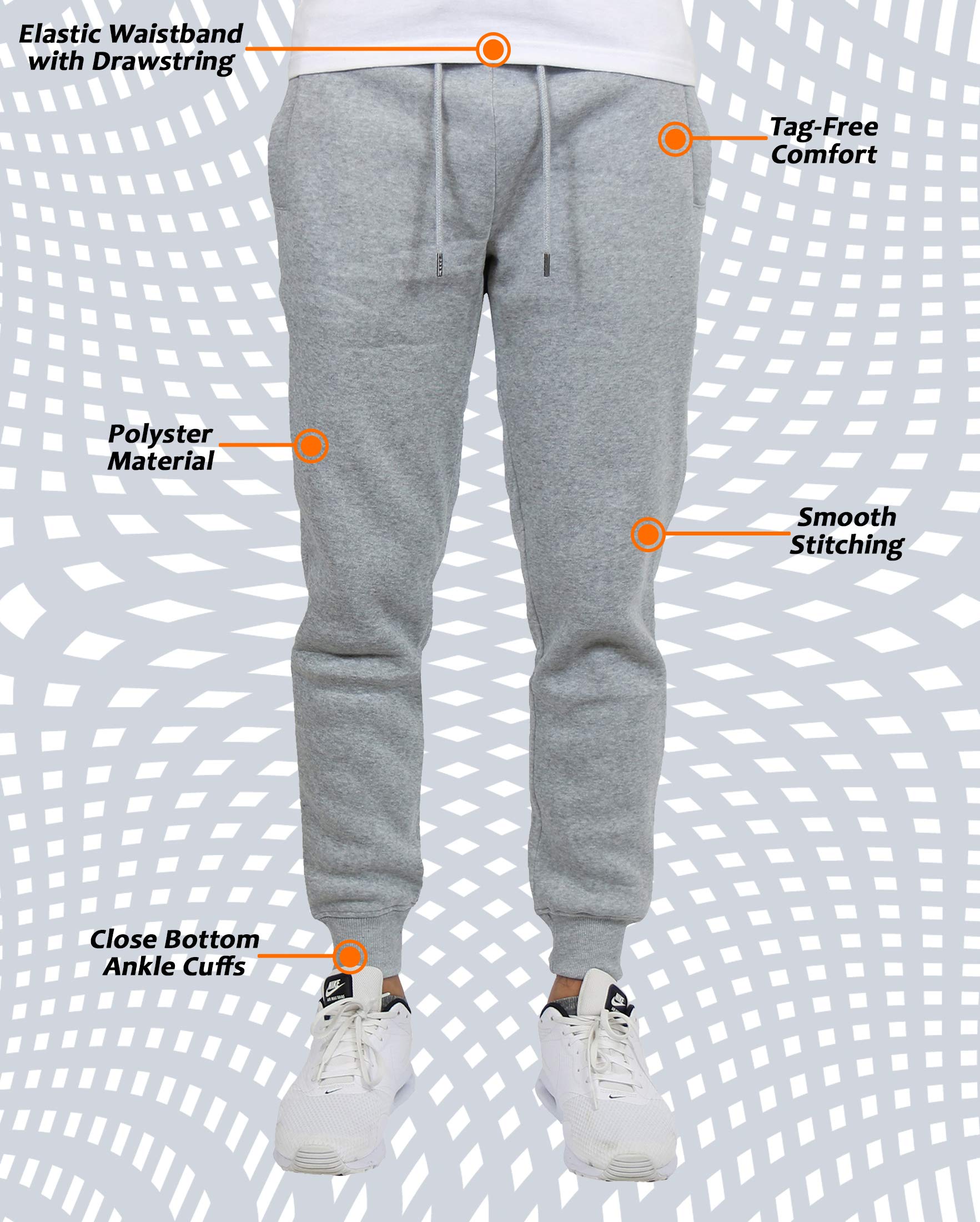 Harvic Men's Fleece Jogger Sweatpants 2-Pack - Soft Comfortable Lounge Pants for Casual Wear, Workout & Home Relaxation