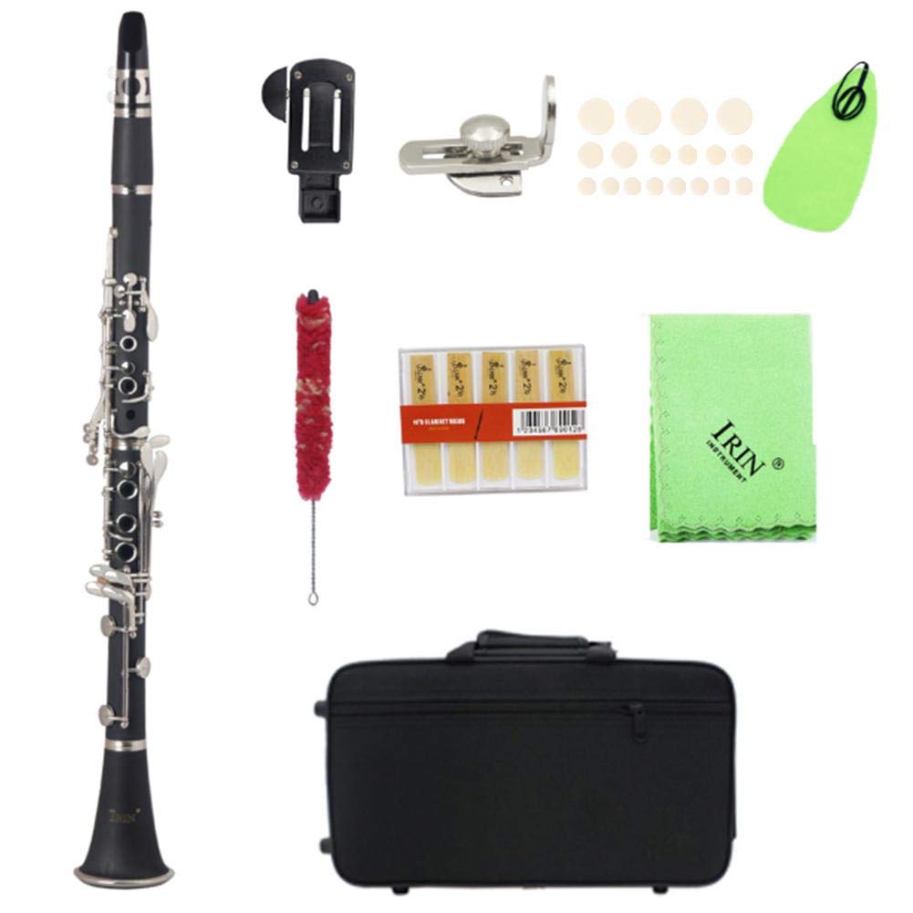 Bakelite Clarinet with 17 Keys - Professional Woodwind Instrument for Beginners & Students | Includes Strap & Reed - Perfect for School Bands, Jazz Ensembles & Solo Performances