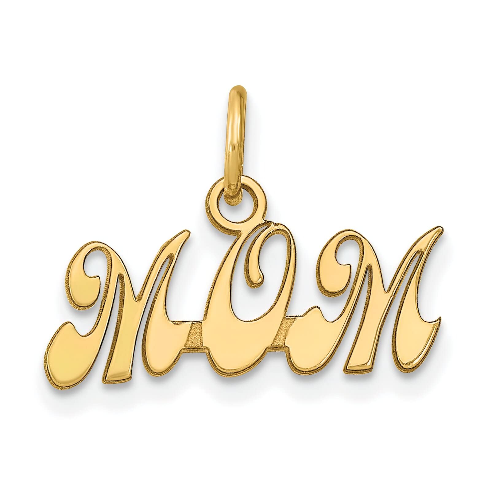 FindingKing 14K Gold Mom Charm Pendant Necklace - 18x19mm Heart-Shaped Jewelry Gift for Mother's Day, Birthday & Anniversary - Perfect for Everyday Wear & Special Occasions