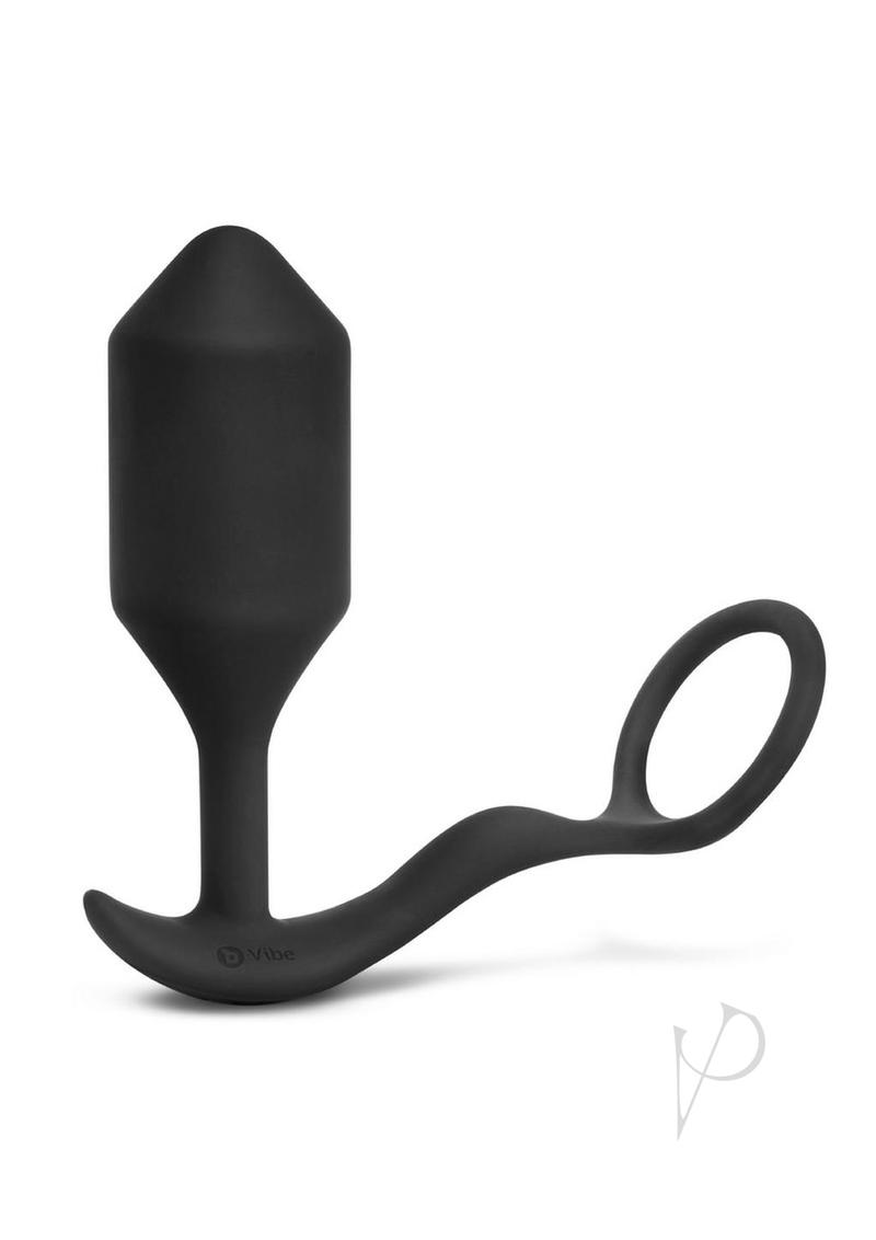 B Vibe Rechargeable Silicone Cock Ring & Anal Plug - Snug & Tug Vibrating Pleasure Toy for Couples (XLarge, Black) | Enhance Intimacy & Spice Up Your Sex Life