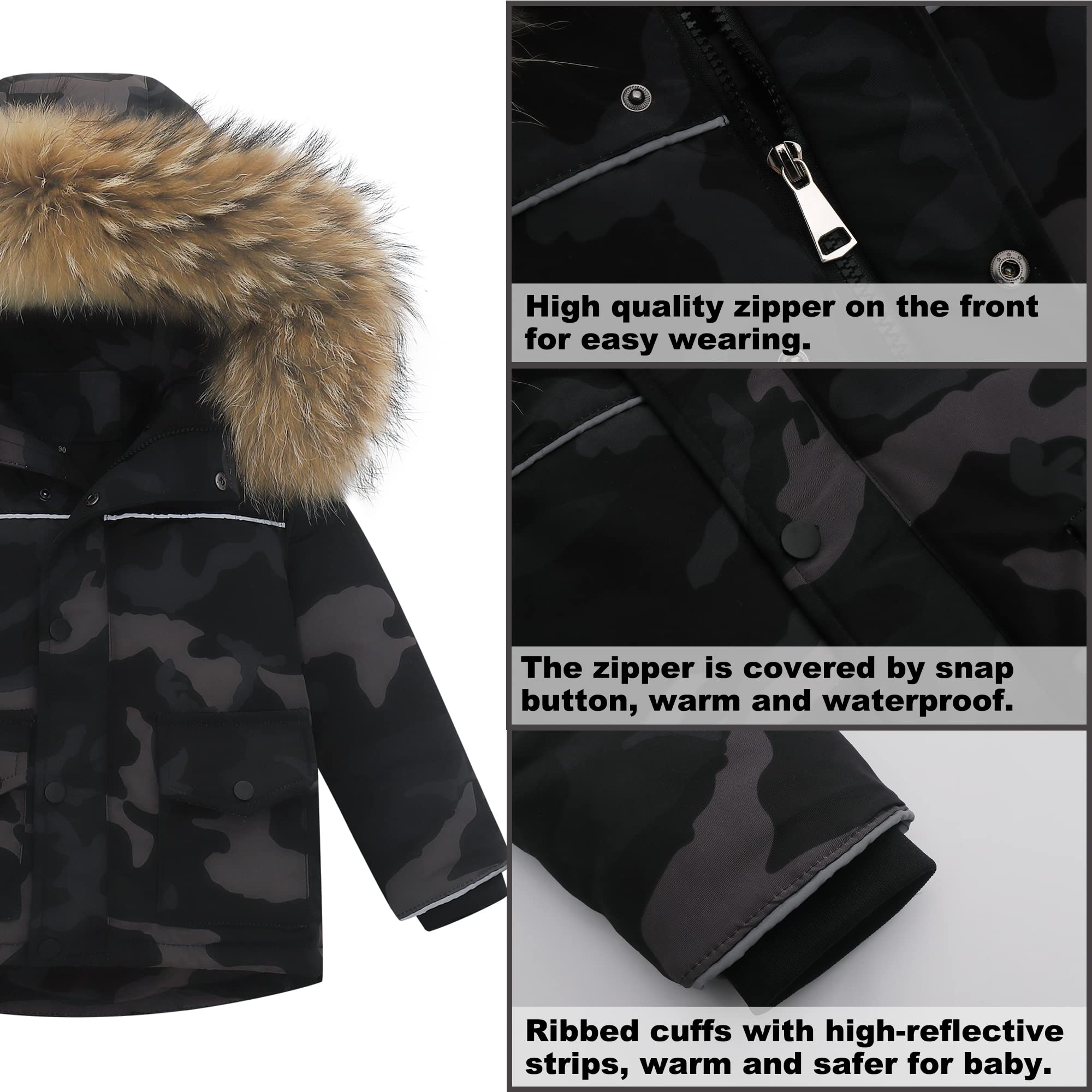 Kids 2-Piece Snowsuit for Toddlers - Winter Jacket & Bib Pants Set for Boys & Girls (4-6 Years, Black) - Perfect for Skiing, Snow Play & Cold Weather Outdoor Activities