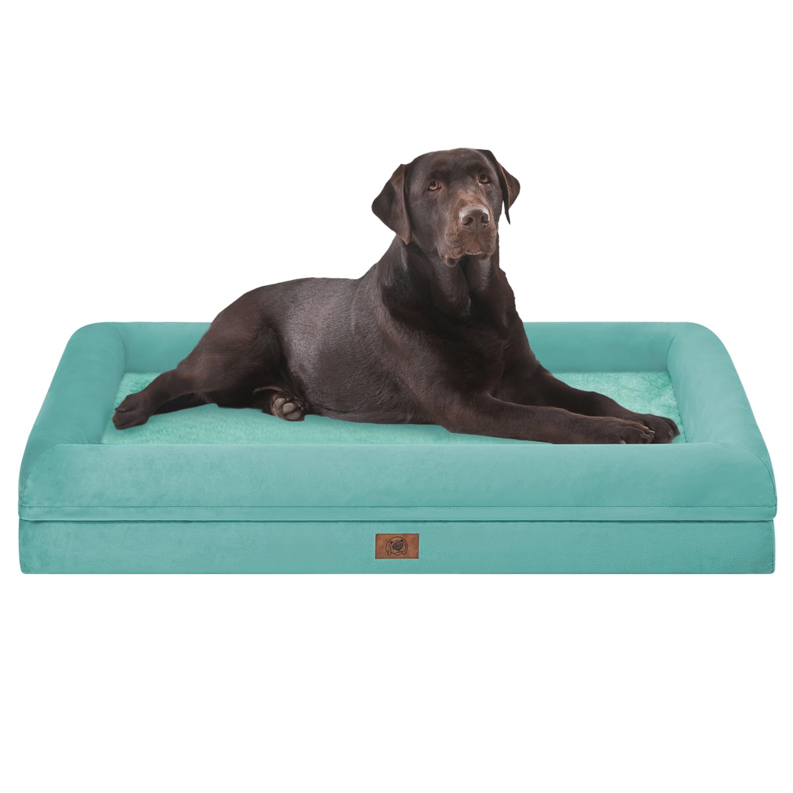 Orthopedic Washable Large Dog Bed - Waterproof Jumbo Dog Bed with Removable Cover for Extra Large Dogs - Aqua Blue - Perfect for Home, Kennel & Travel Use