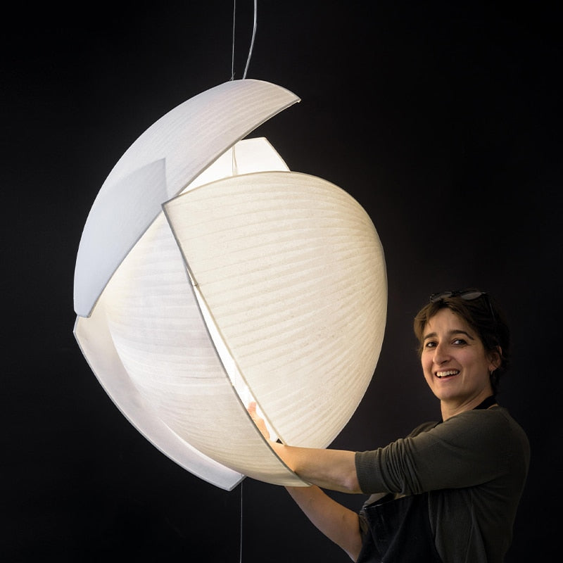 Nordic Style Restaurant Pendant Lamp - Duplex LOFT Stair Lighting, Fabric Shade for Living Room, Coffee Shop & Bar Decor - Perfect for Modern Homes and Commercial Spaces