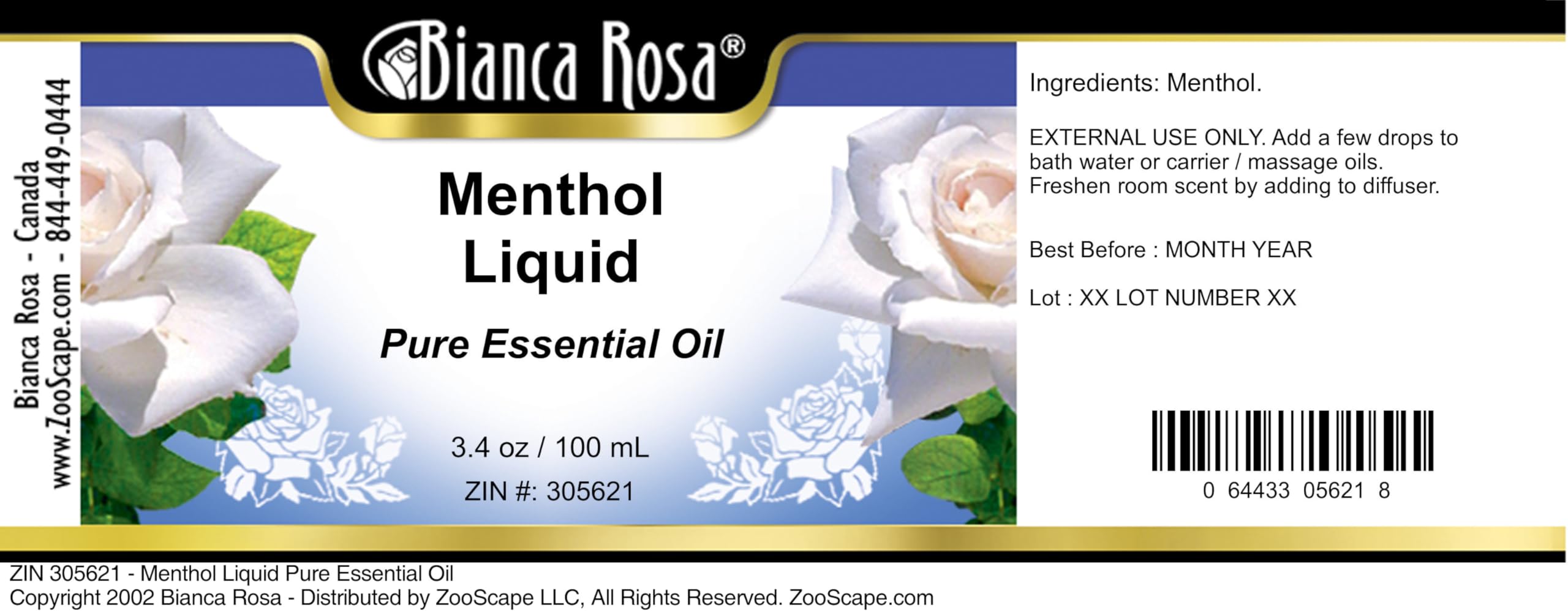 Pure Menthol Essential Oil - 3 Pack (3.40 oz Each, ZIN: 305621) for Aromatherapy, Massage & Cold Relief