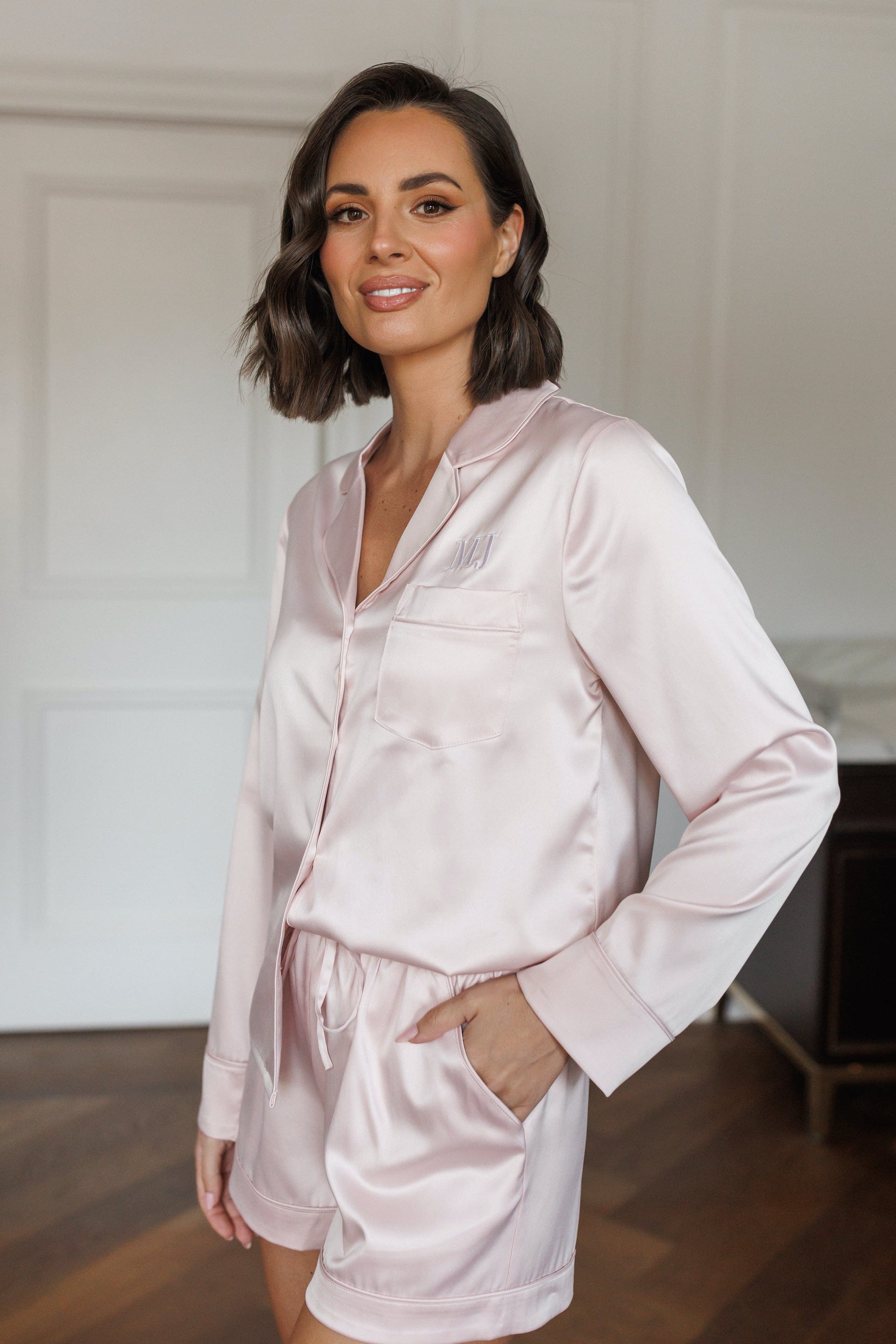 Zoe Premium Satin Bridesmaid Pajama Set - Soft Blush Pink Sleepwear for Women, Bridal Party & Bachelorette - Perfect for Wedding Sleepovers, Girls Night & Special Occasions