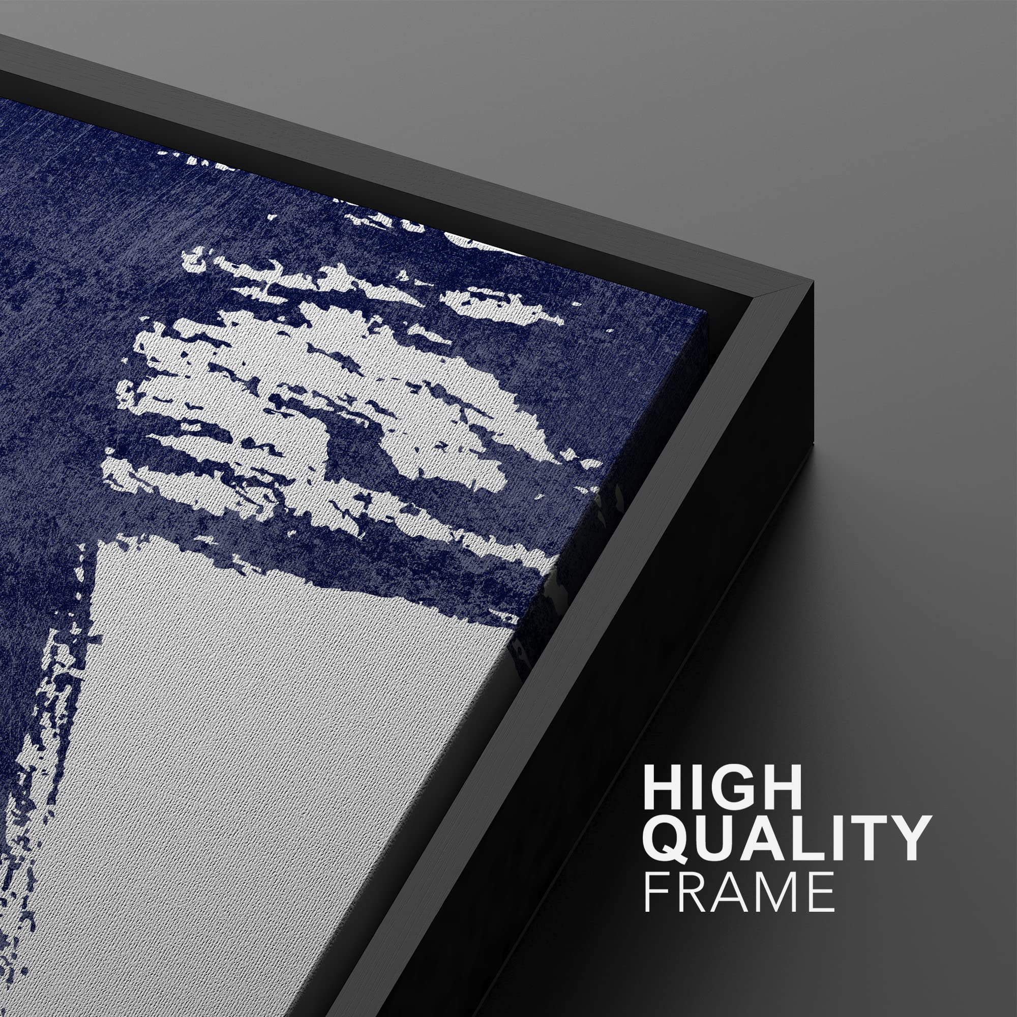 Ashbrook Framed Canvas Print Wall Art Set - Blue & White Abstract Paint Stroke Modern Art for Living Room, Bedroom, Office Decor - 16x24 Inches Black Frame | Perfect for Home, Office & Gift Giving