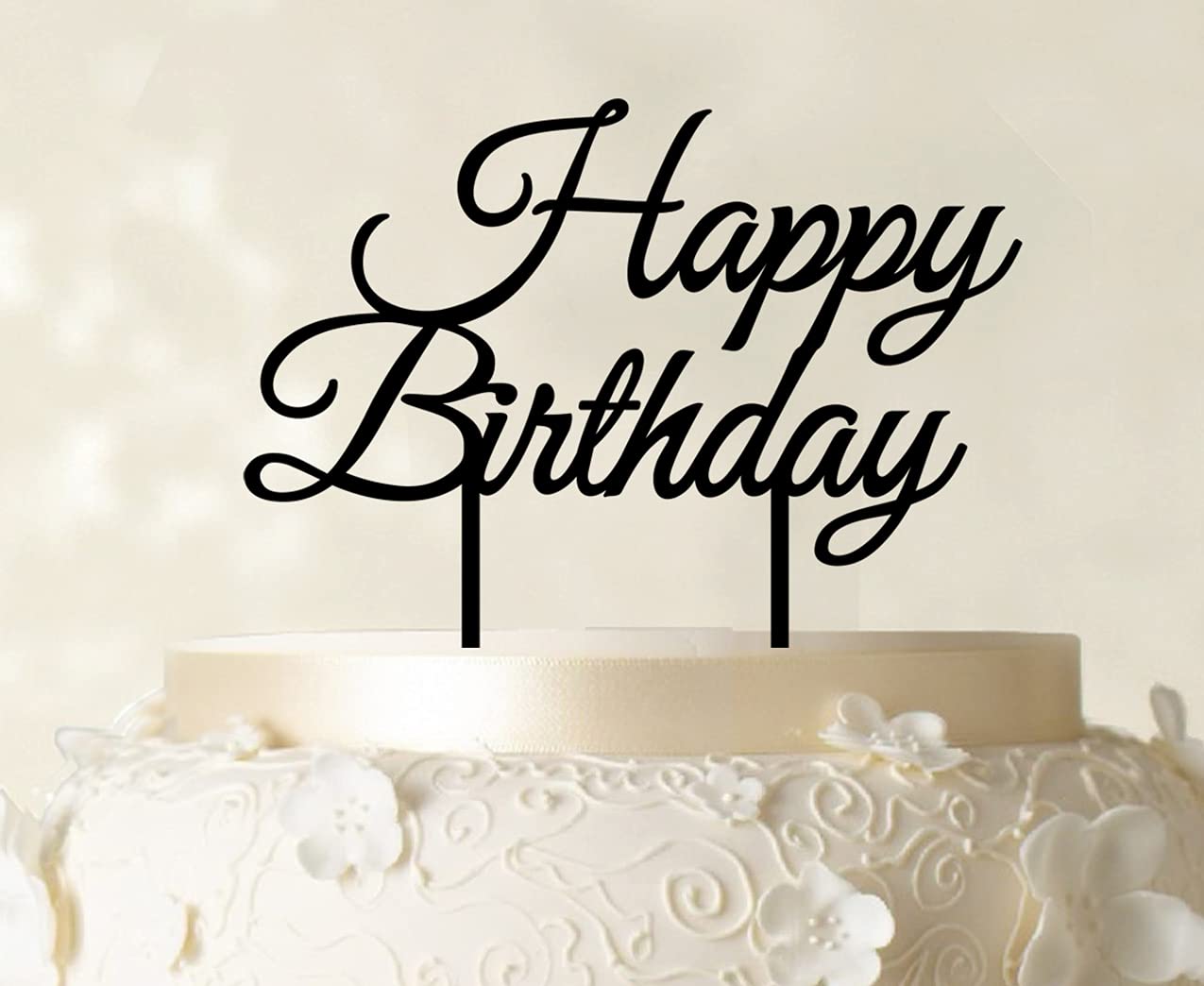 Custom Happy Birthday Cake Topper - Personalized Cake Decoration with Color Options (5-7 Inches Wide) for Birthday Parties, Weddings & Special Celebrations