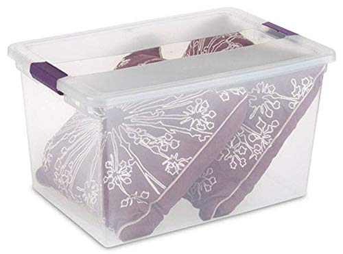 Sterilite 106 Quart & 66 Quart Clear Storage Totes with Latching Lids - 4 Pack & 6 Pack Set - Heavy Duty Plastic Bins for Home Organization, Garage Storage, and Moving Supplies