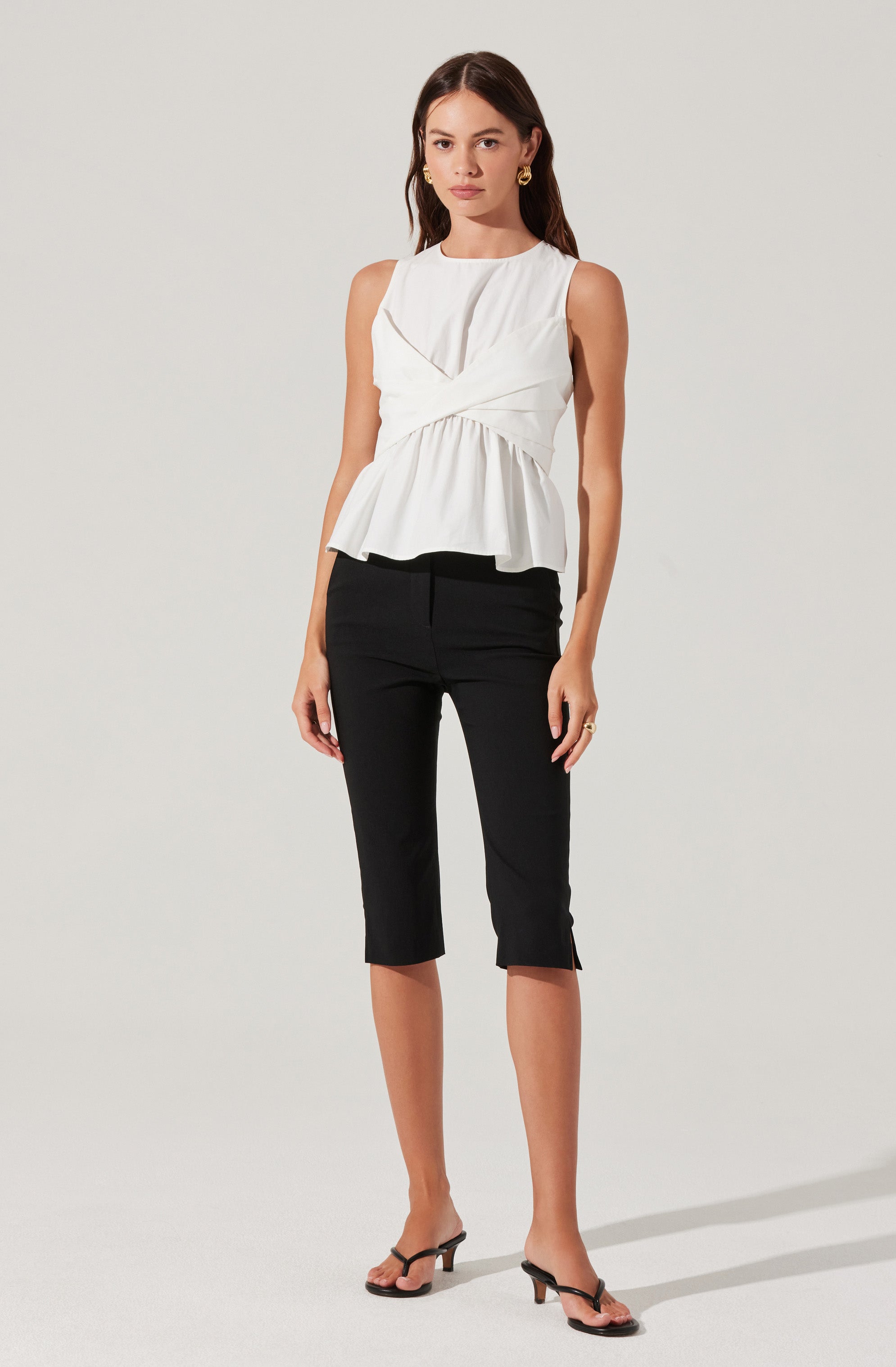 Isela Women's Sleeveless Crossover V-Neck Blouse - Flowy Summer Tops for Casual Outings & Beach Wear