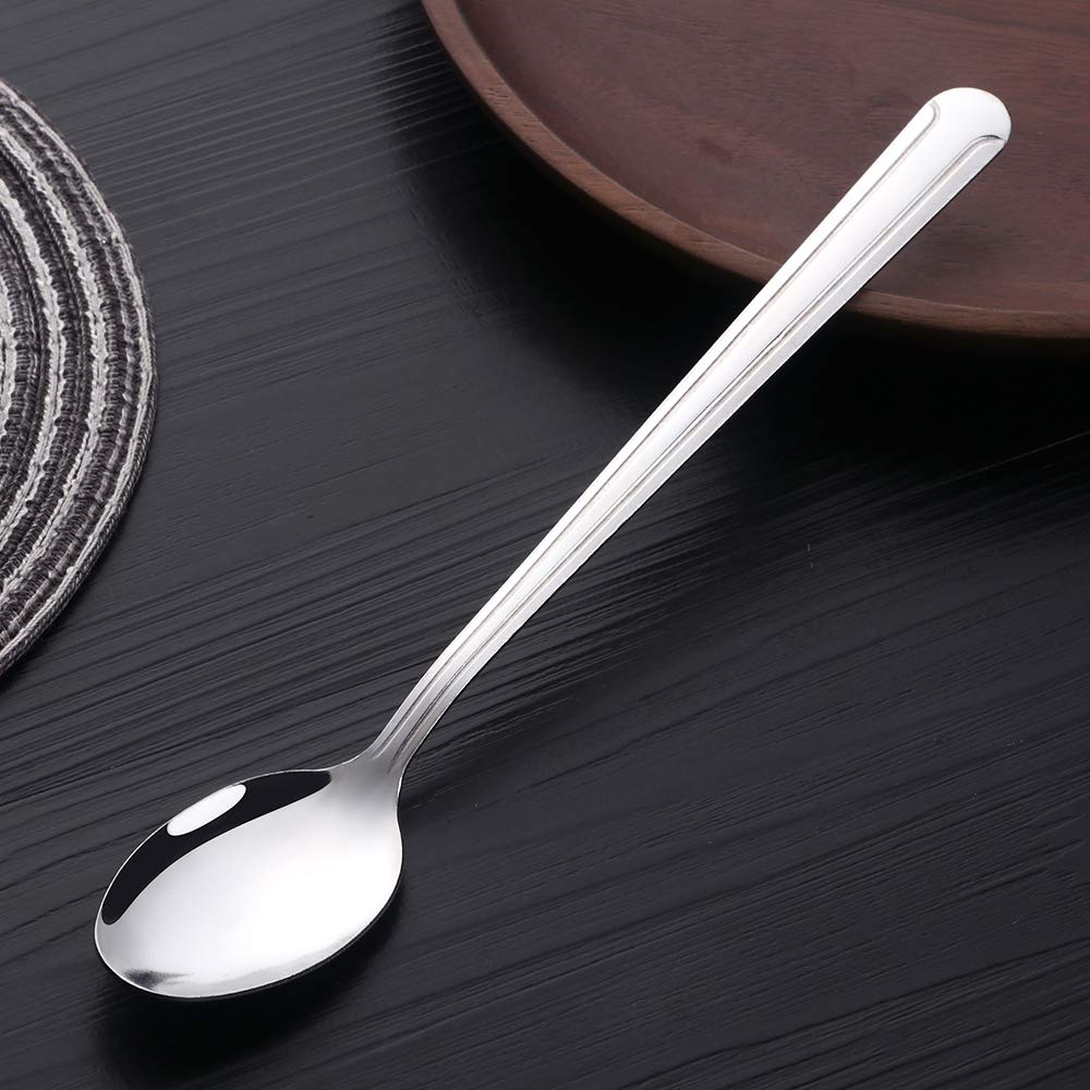 12-Pack 8-Inch Long Handle Iced Tea Spoons - Premium 18/10 Stainless Steel Coffee & Cocktail Stirring Spoons for Tea, Coffee, Ice Cream, and Beverages - Durable Silverware for Home, Cafe, and Restaurant Use