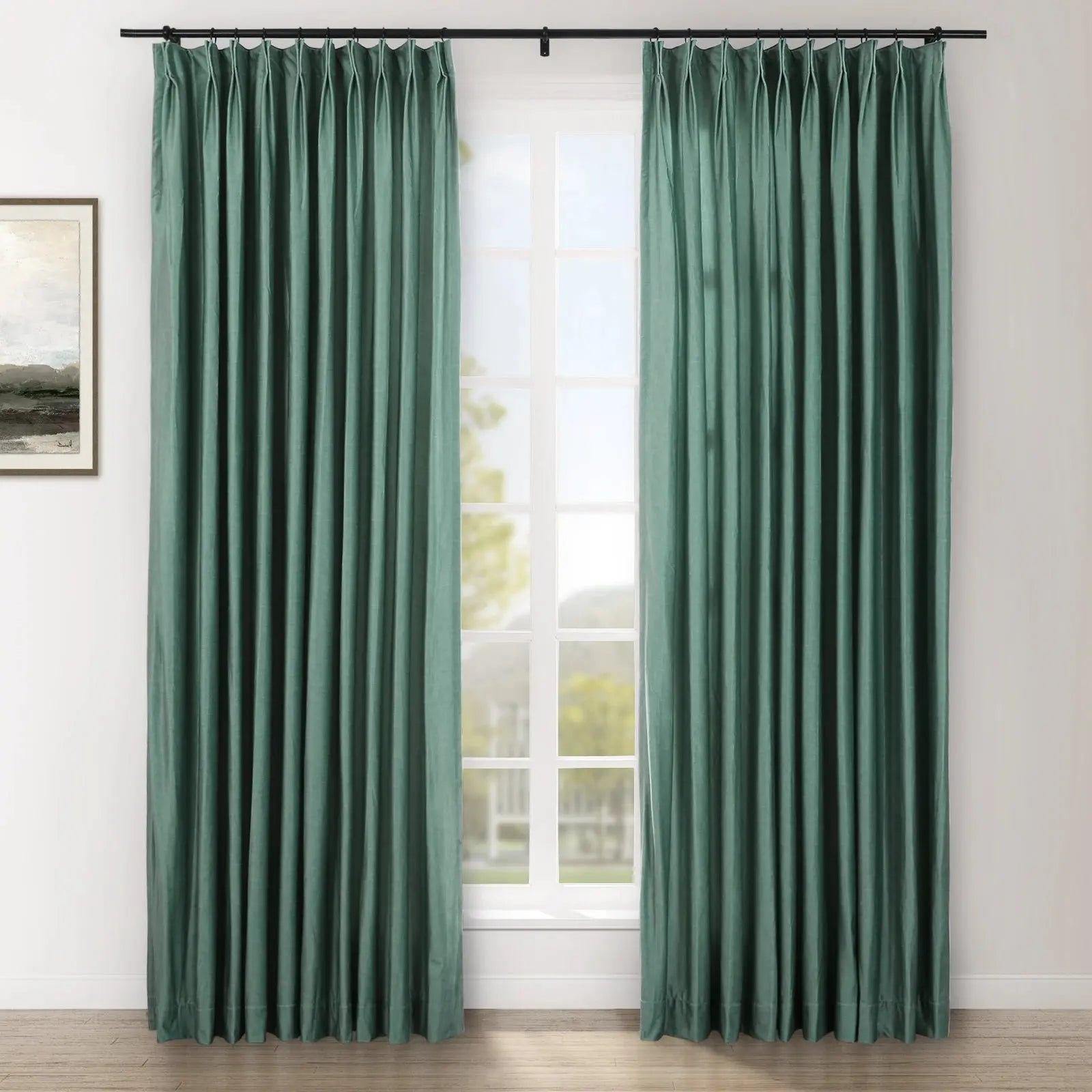 Amy Switzer Printed Velvet Pleated Curtains - Elegant Window Drapes for Living Room, Bedroom & Home Decor