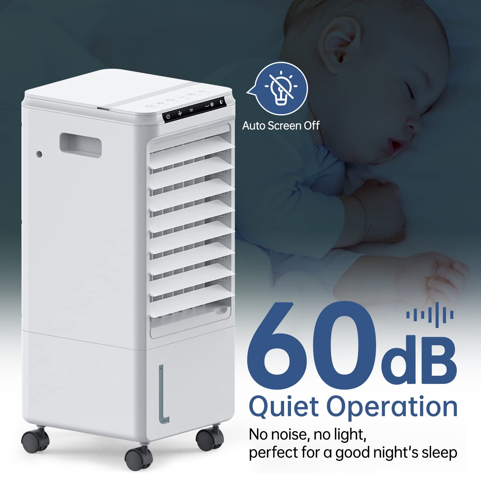 AOLOS 3-in-1 Portable Evaporative Air Cooler with Remote - 3 Speed Settings, 1.85 Gallon Water Tank, 7 Hour Timer & 40° Oscillation - Ultra Quiet Cooling Fan for Home, Office & Bedroom - Perfect for Summer, Hot Weather & Indoor Spaces