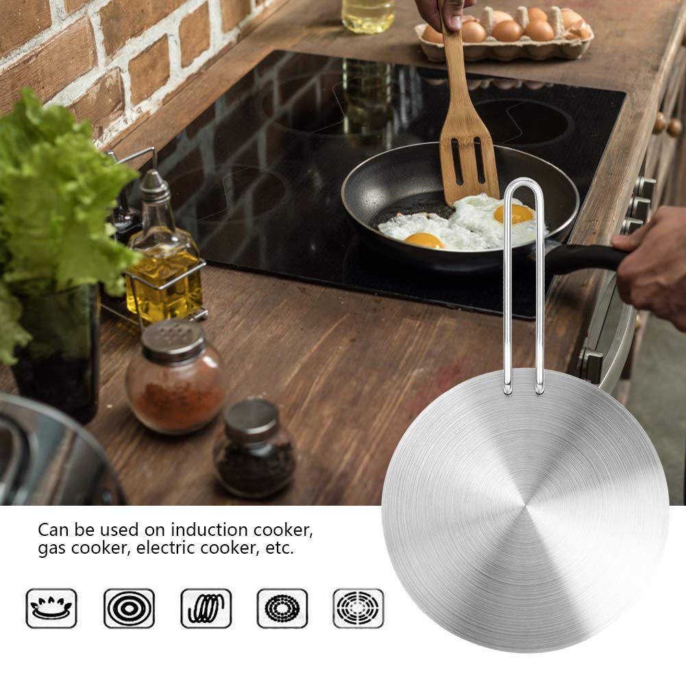 Stainless Steel Heat Diffuser Plate 20cm with Foldable Handle - Compatible with Electric, Gas & Induction Cooktops - Even Heat Distribution for Perfect Cooking - Ideal for Sauces, Simmering & Low-Heat Cooking
