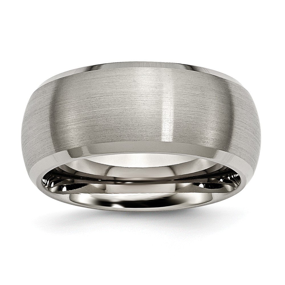 Black Titanium Wedding Band - 10mm Comfort Fit Ring with Satin & Polished Beveled Edge - Perfect for Men's Engagement, Anniversary, and Everyday Wear