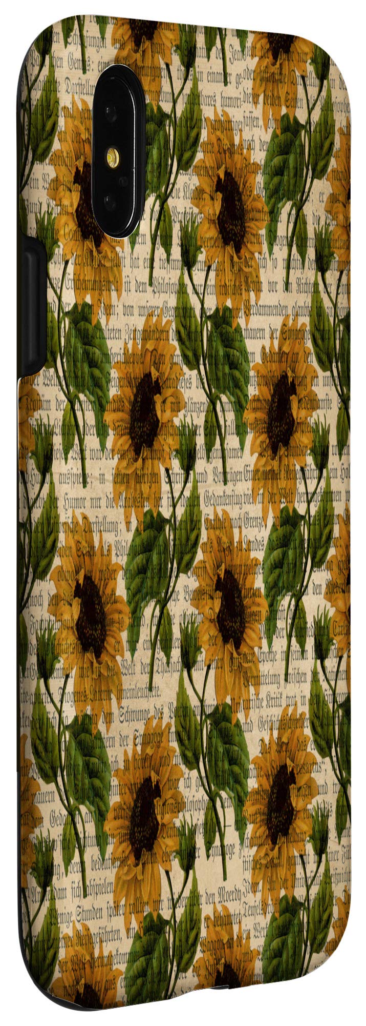 Vintage Sunflower Gothic Script iPhone X/XS Case - Trendy Protective Phone Cover for Women & Girls - Perfect for Daily Use, Travel & Gifting