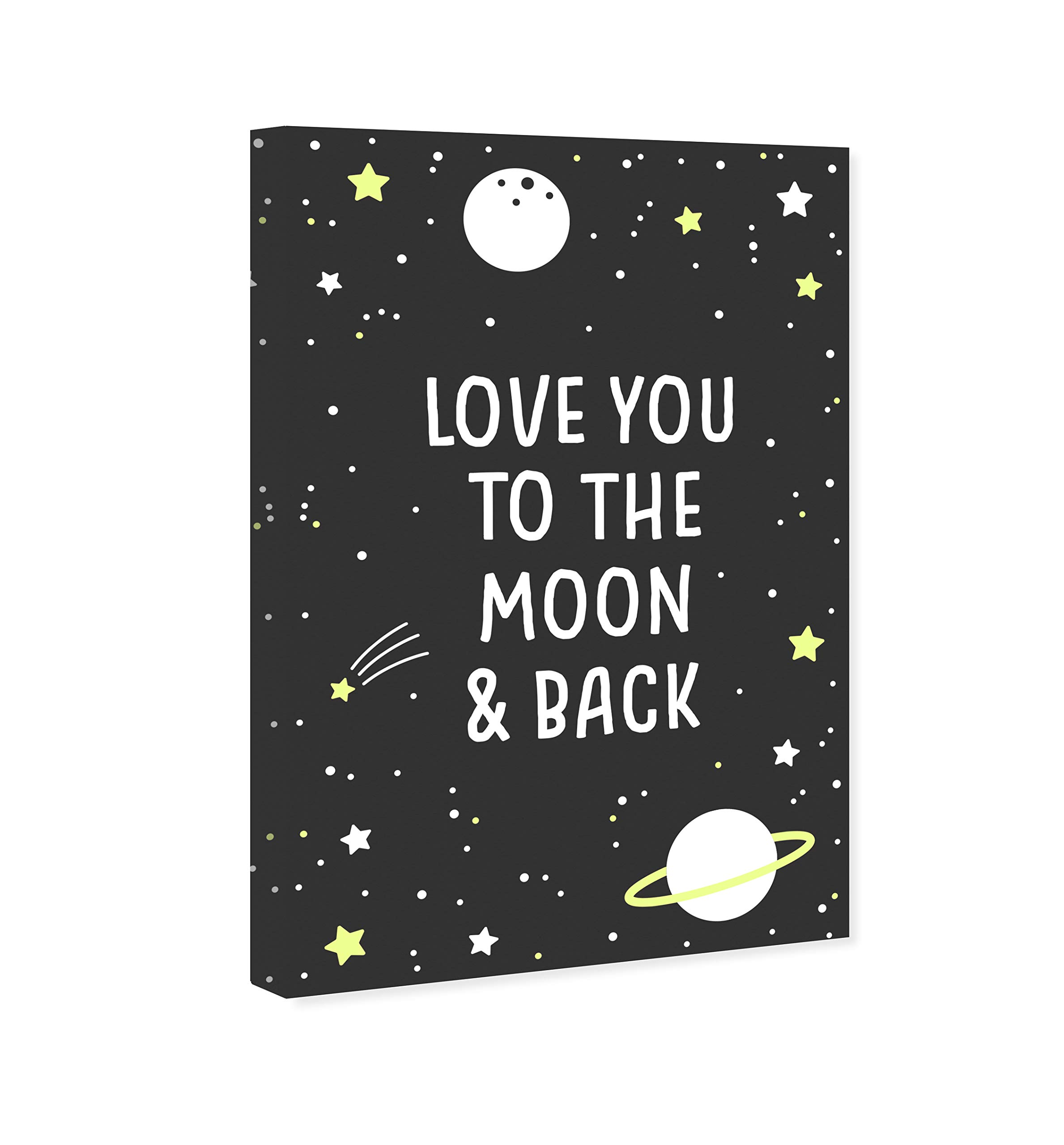 Oliver Gal Artist Co. 'Love You to The Moon' Typography Wall Art Canvas Print - 30x45 Inch Black & White Home Decor for Living Room, Bedroom & Office