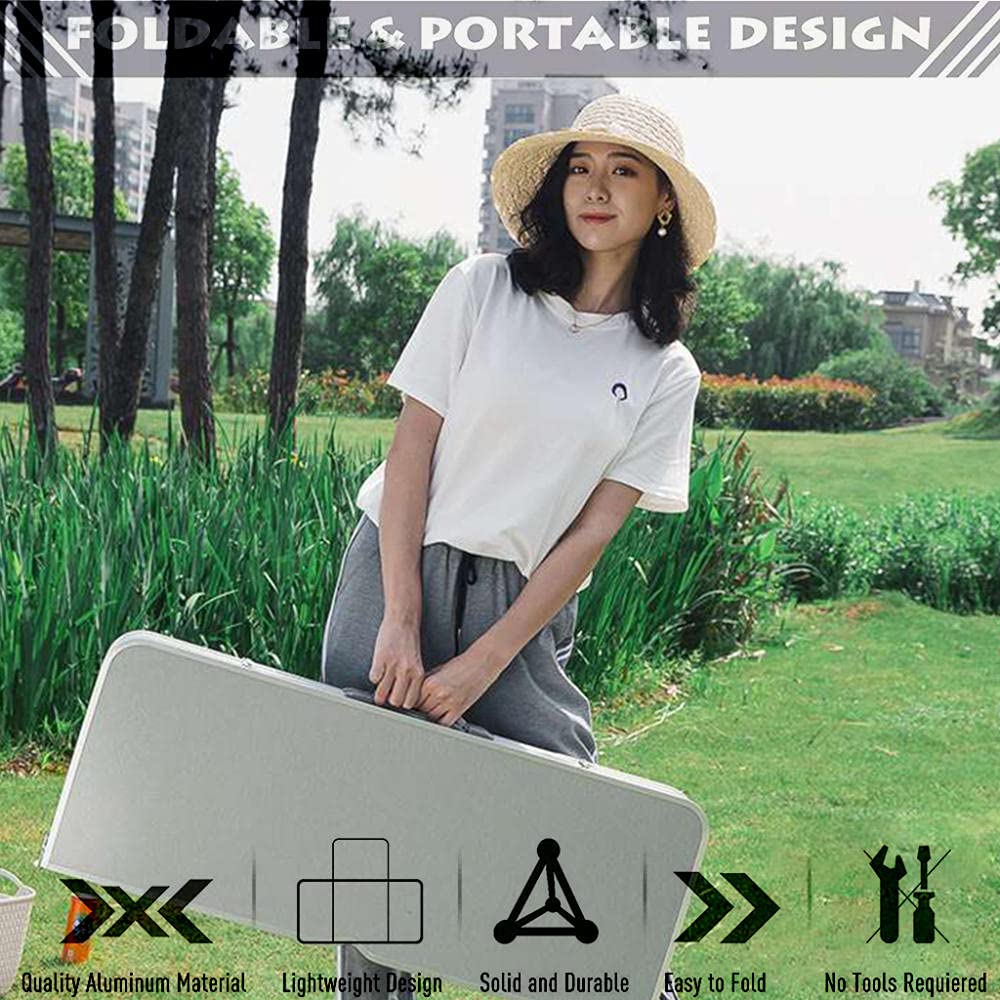 Portable Folding Camping Picnic Table with 4 Chairs - Lightweight Aluminum Alloy Outdoor Dining Set for Camping, BBQ, Garden Parties & Indoor Use | Compact & Durable Design
