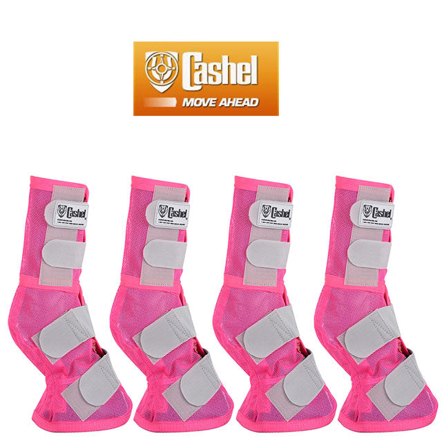 4 Pack Cashel Fly Prevention Arab Horse Leg Guard Cool Mesh Boots - Breathable & Lightweight for Summer Riding, Training, and Show Protection (Pink) - Perfect for Hot Weather, Trail Rides, and Stable Use