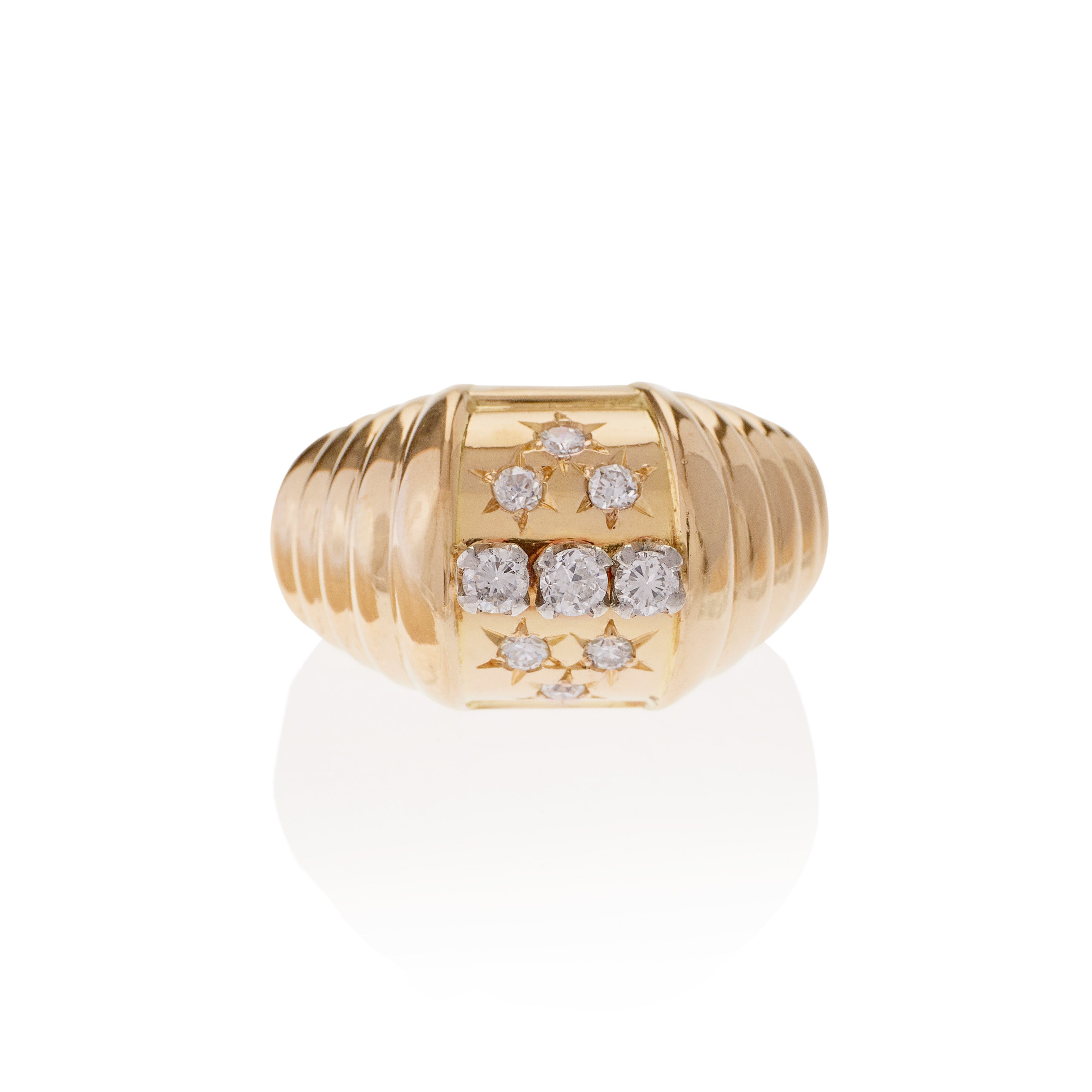Vintage French Star Diamond Ring - Elegant Retro Jewelry for Women, Perfect for Weddings, Anniversaries & Special Occasions