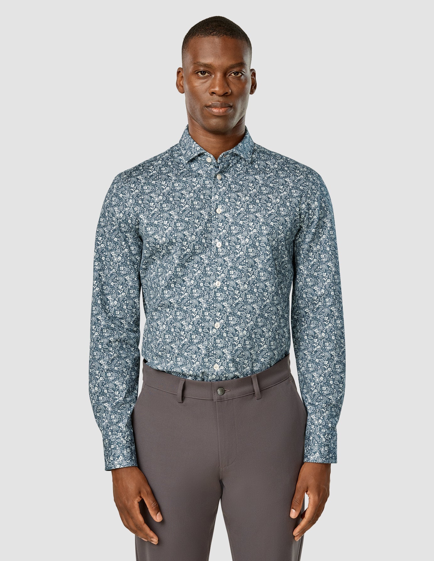 Classic Slim Fit Men's Shirt - Midnight Blue Floral Print - Perfect for Office Wear & Casual Outings