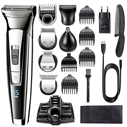 17-Piece Electric Razor & Grooming Kit for Men - Rechargeable Beard Trimmer & Body Shaver (100-240V) | Perfect for Travel, Home Use & Professional Grooming