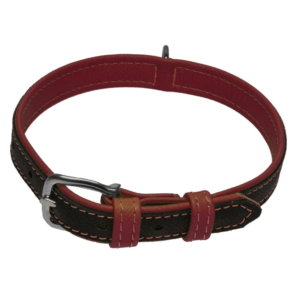 Durable Red Leather Dog Collar - Stretch & Chew Resistant - 2 Stylish Colors for Small & Medium Dogs - Perfect for Daily Walks & Outdoor Adventures