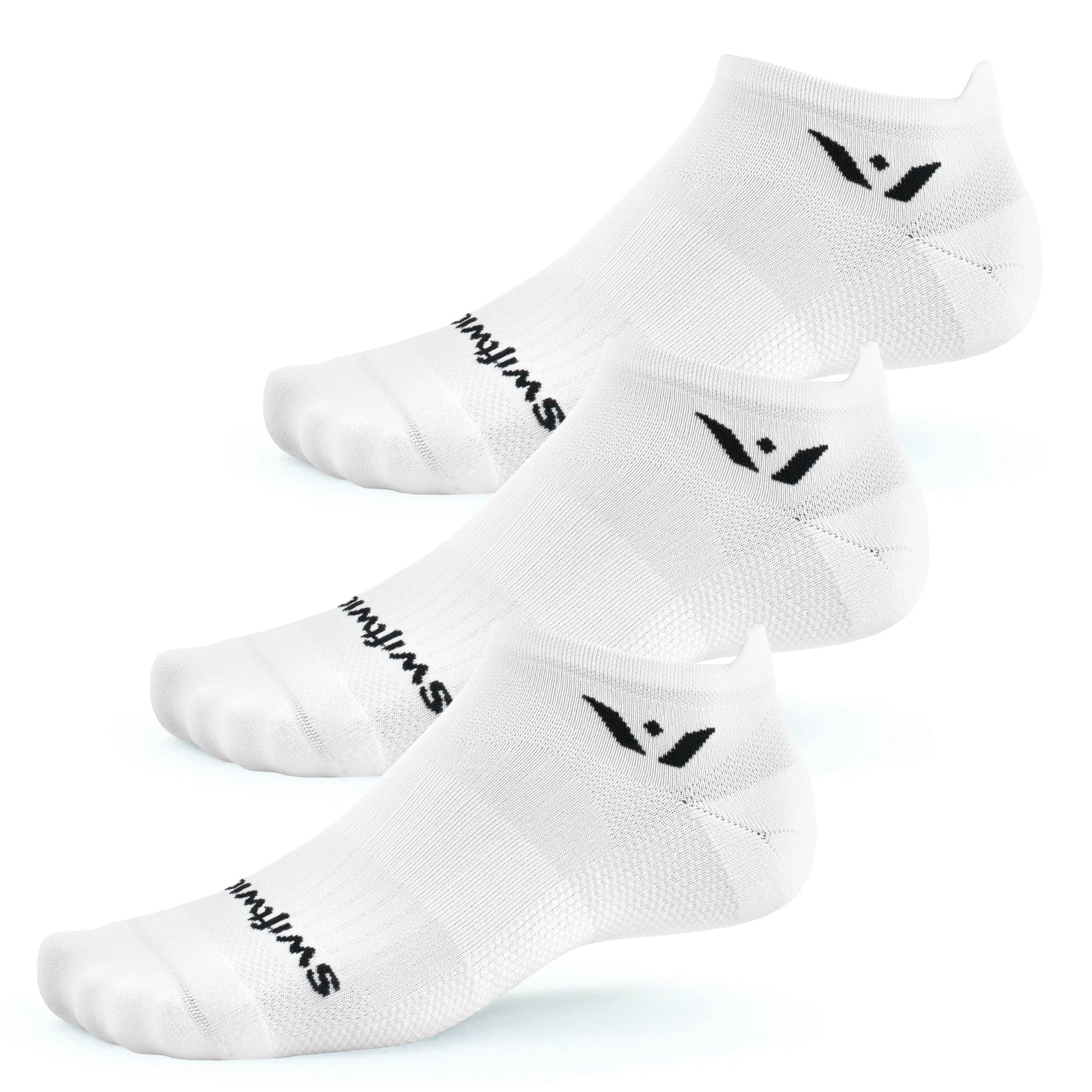 Swiftwick ASPIRE (3 Pairs) No-Show Running Socks for Men & Women - Breathable Cycling Socks with Compression Fit - Perfect for Marathon, Gym Workouts & Outdoor Sports