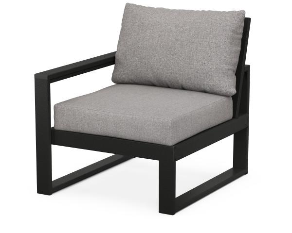 Polywood Black EDGE Modular Left Arm Chair - Durable Outdoor Patio Furniture for Deck, Garden & Poolside Relaxation
