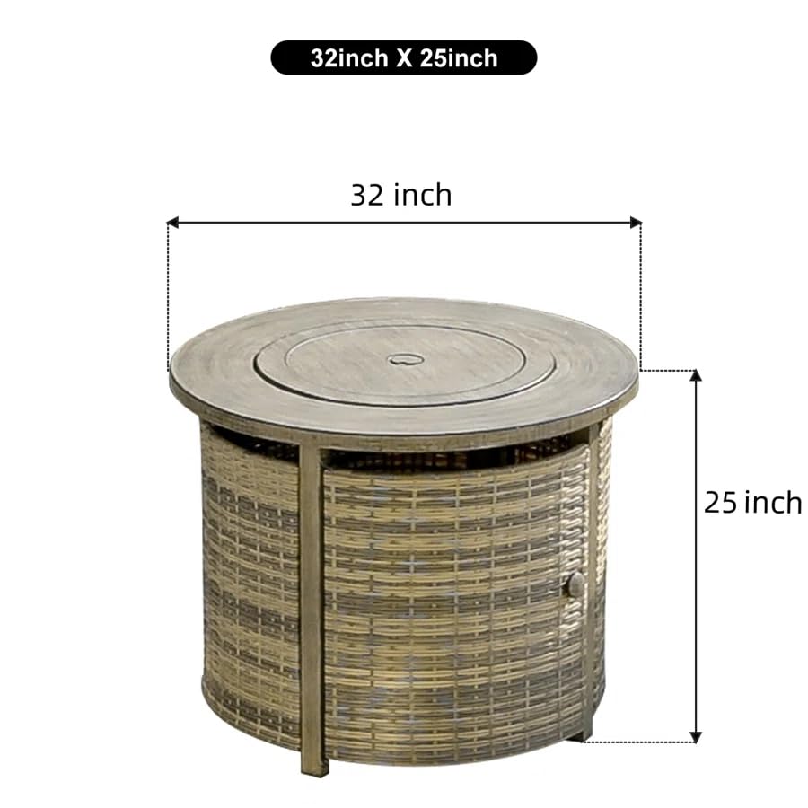 32 Inch Round Propane Fire Pit Table with Lid & Lava Rocks - 50,000 BTU Outdoor Gas Firepit for Patio, Backyard, Garden - Perfect for Dining, Entertaining, and Relaxing