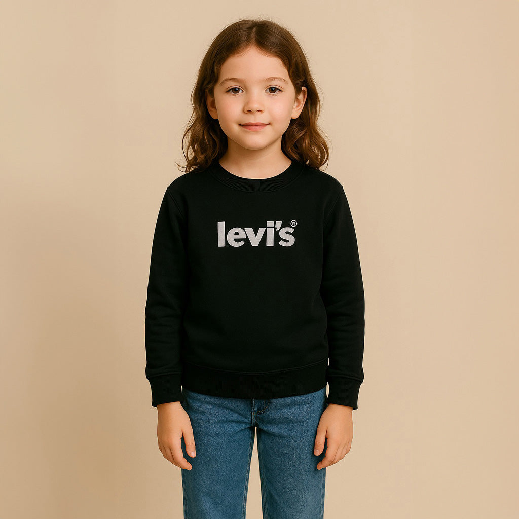 Levi's Girls Poster Logo Sweatshirt - Soft Cotton Pullover Hoodie for Teens - Perfect for School, Casual Wear & Outfits