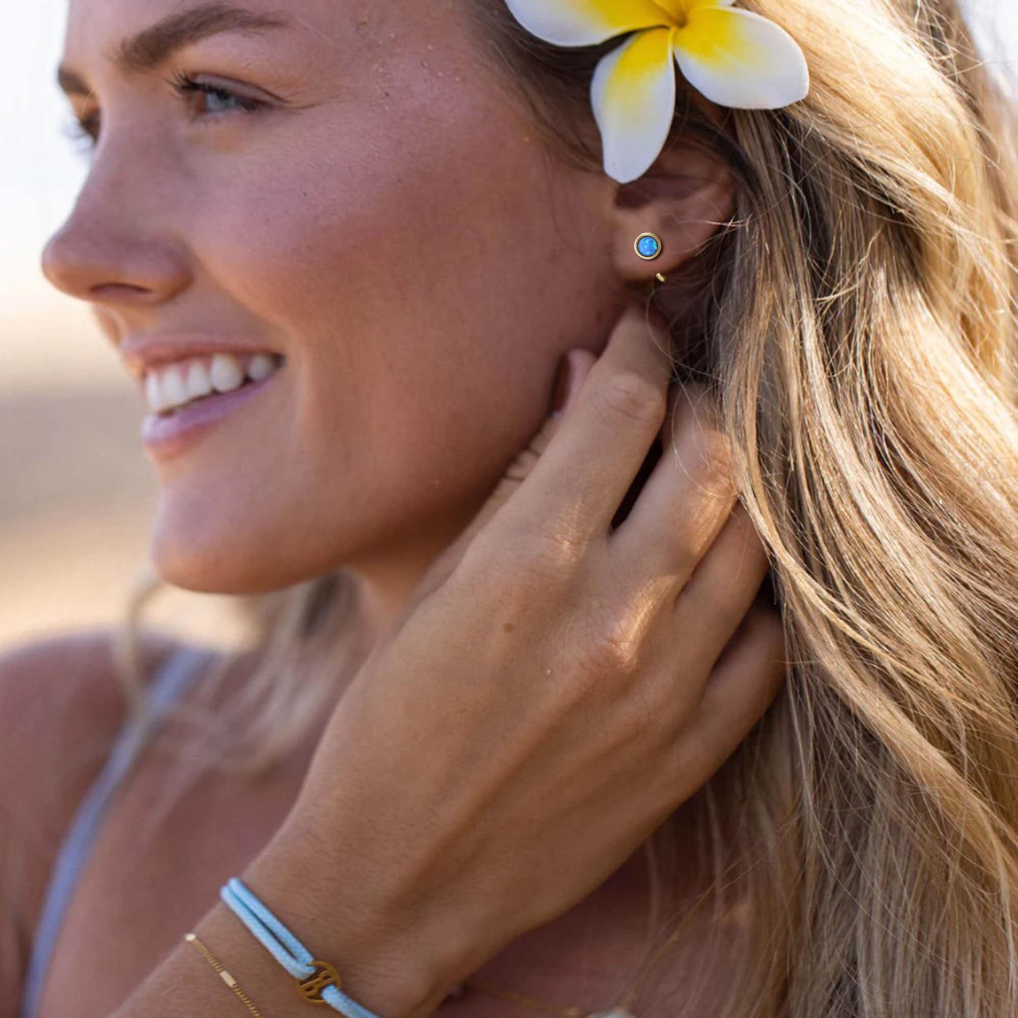 CHIC & ARTSY 925 Sterling Silver Dainty Hug Hoop Earrings with Synthetic Fire Opal/Turquoise/Moonstone/CZ - Elegant Tiny Hoop Earrings for Women | Perfect for Everyday Wear, Date Nights & Special Occasions