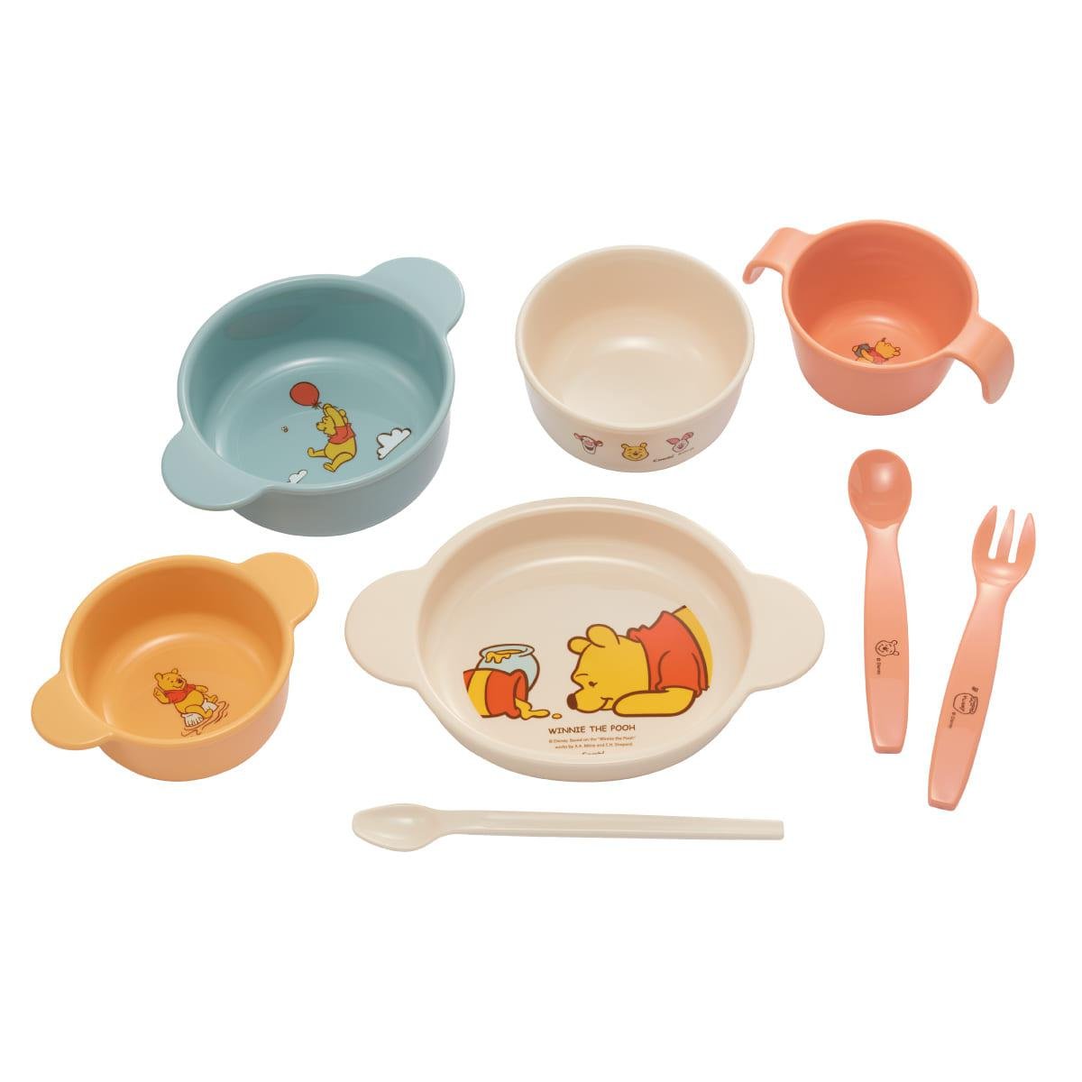 Combi Japan Baby Feeding Set - Winnie the Pooh Themed BPA-Free Utensils for Toddlers | Perfect for Home, Travel & Daycare Use