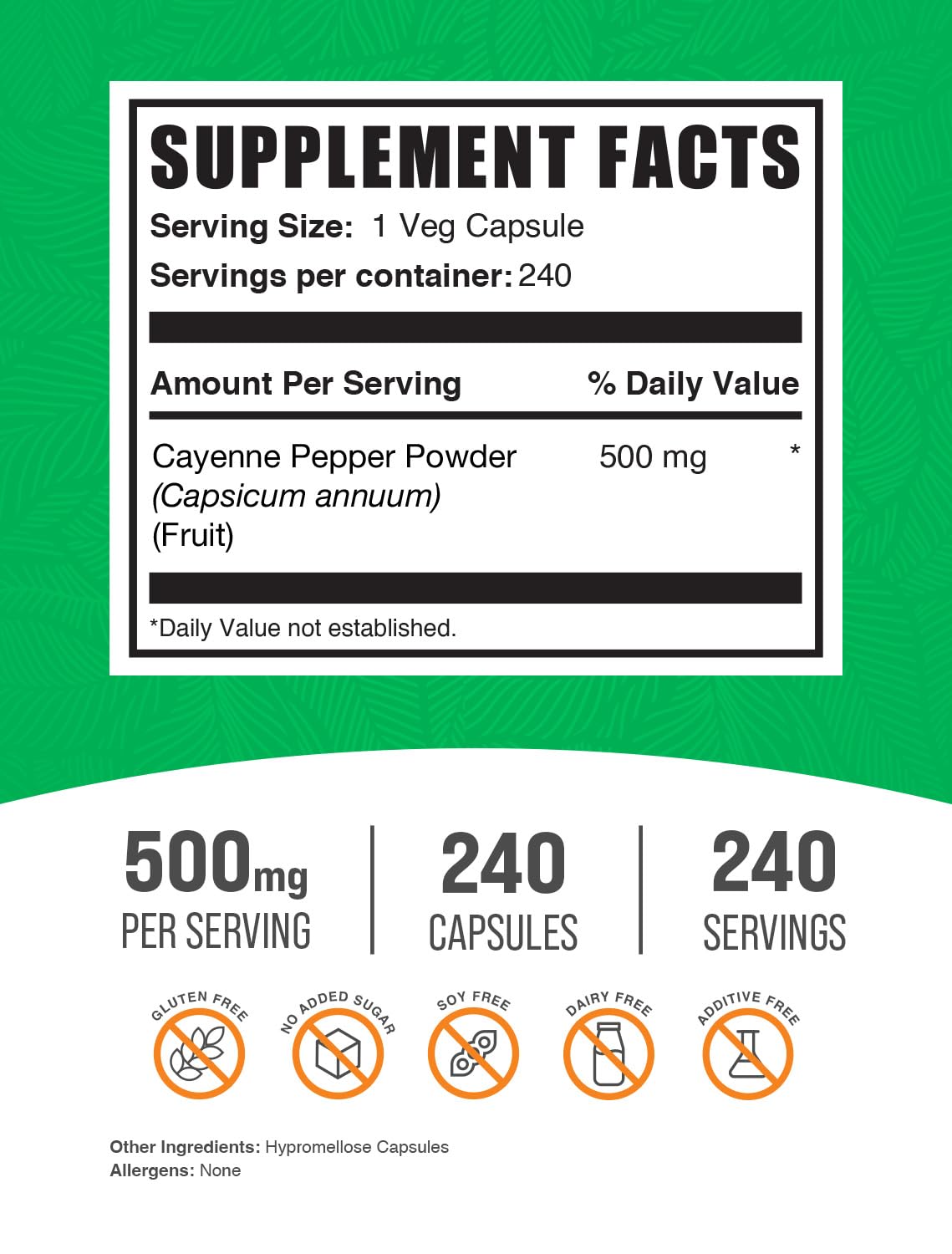 BulkSupplements.com Cayenne Pepper Capsules 40,000 HU - Premium Capsaicin Supplement for Metabolism & Circulation Support - Gluten Free, 240 Vegan Capsules (1 Pack) - Ideal for Weight Management & Digestive Health
