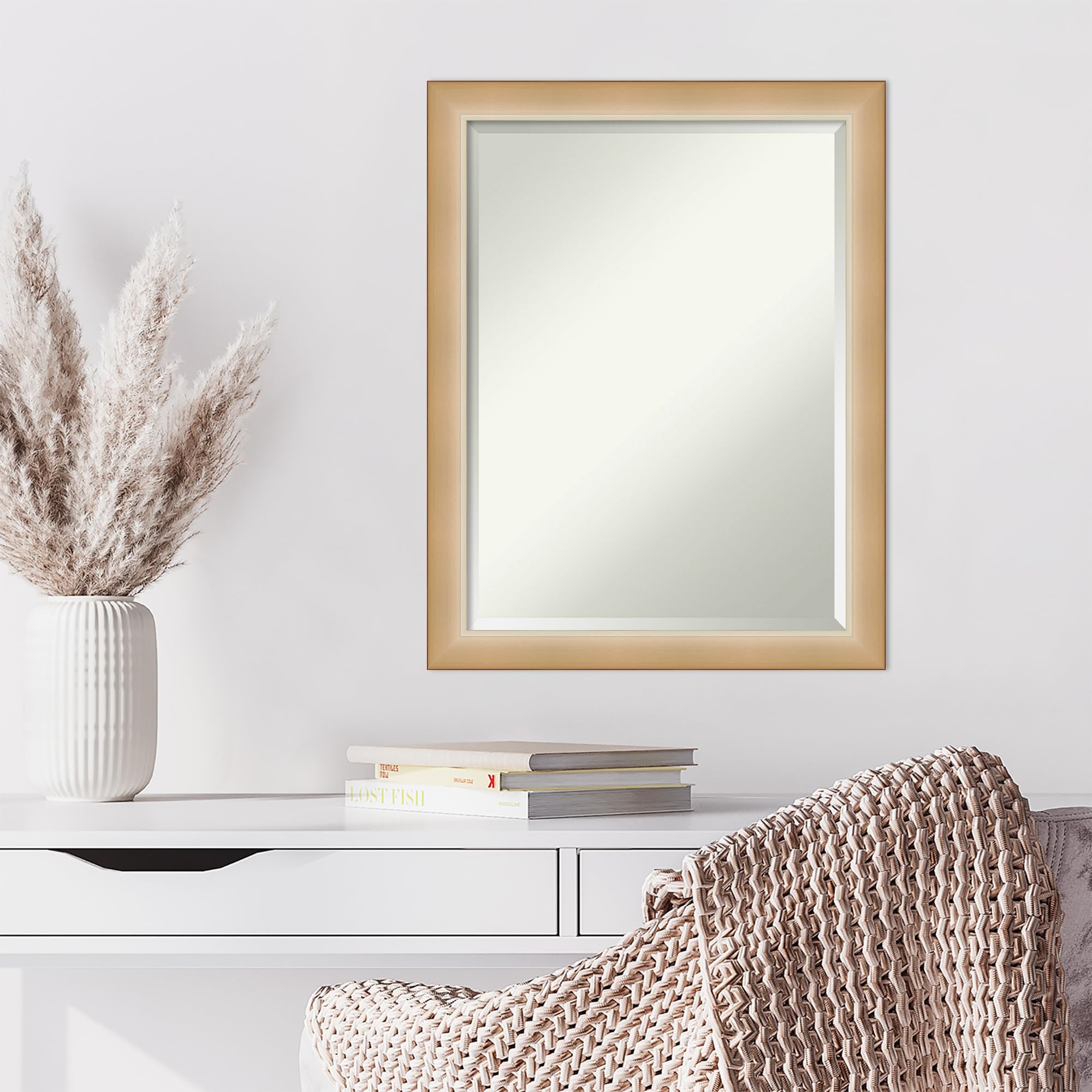 Amanti Art 27x21 Inch Gold Wall Mirror - Modern Rectangle Bathroom & Living Room Decor with Eva Ombre Gold Frame, Hangs Horizontally or Vertically - Perfect for Vanity, Entryway, Bedroom & Home Styling