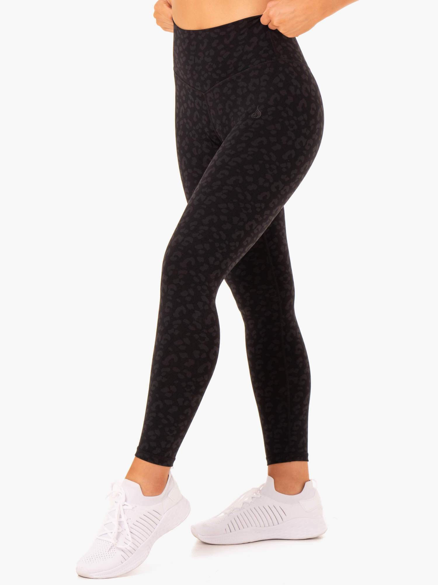 Hybrid Full Length Leggings - Black Leopard Print Yoga Pants for Women | Workout, Running, Gym & Lounge Wear