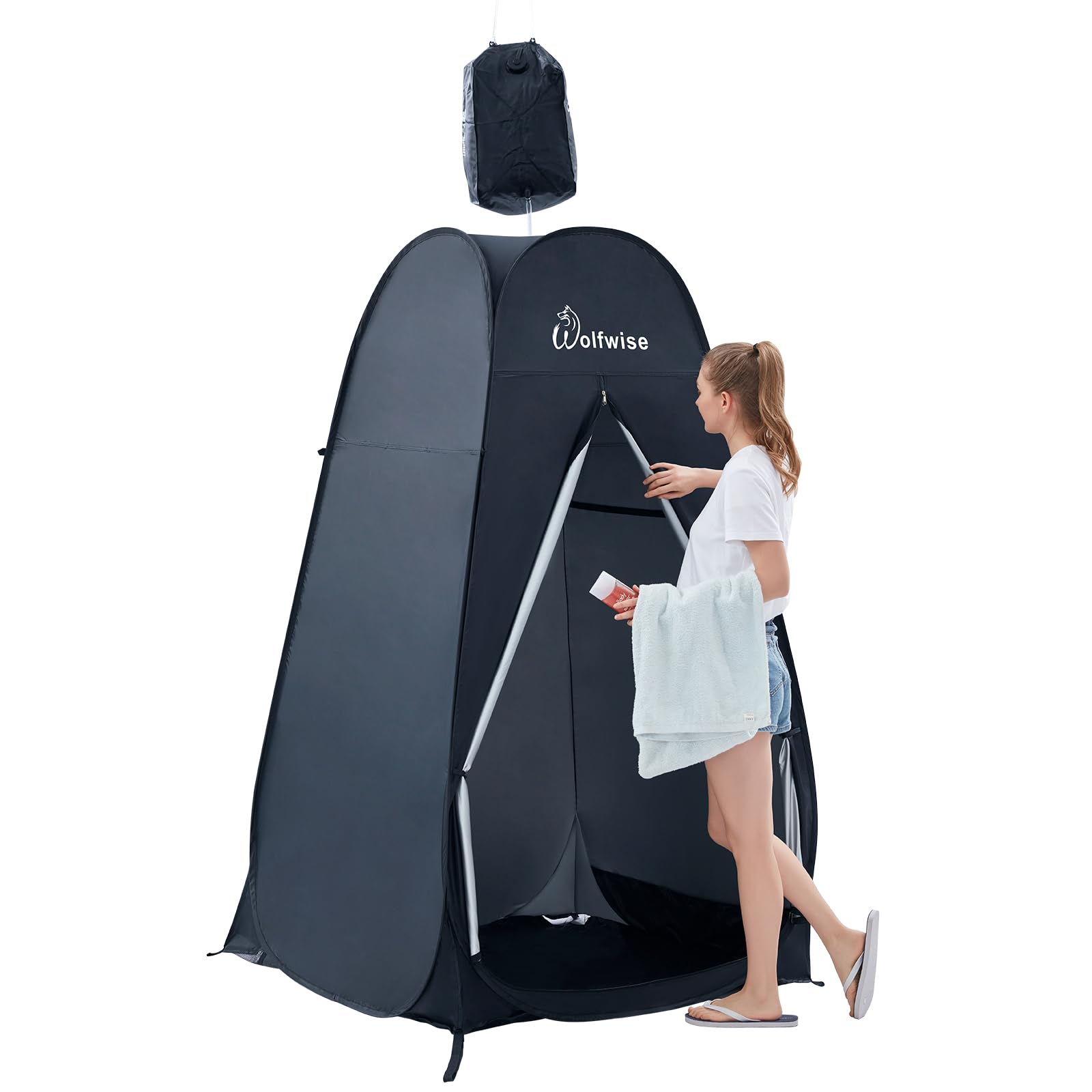 Portable Pop Up Shower Tent - 6.6FT Spacious Privacy Changing Room for Camping, Beach, Hiking & Outdoor Activities | Quick Setup Dressing Shelter for Toilet, Biking & Travel