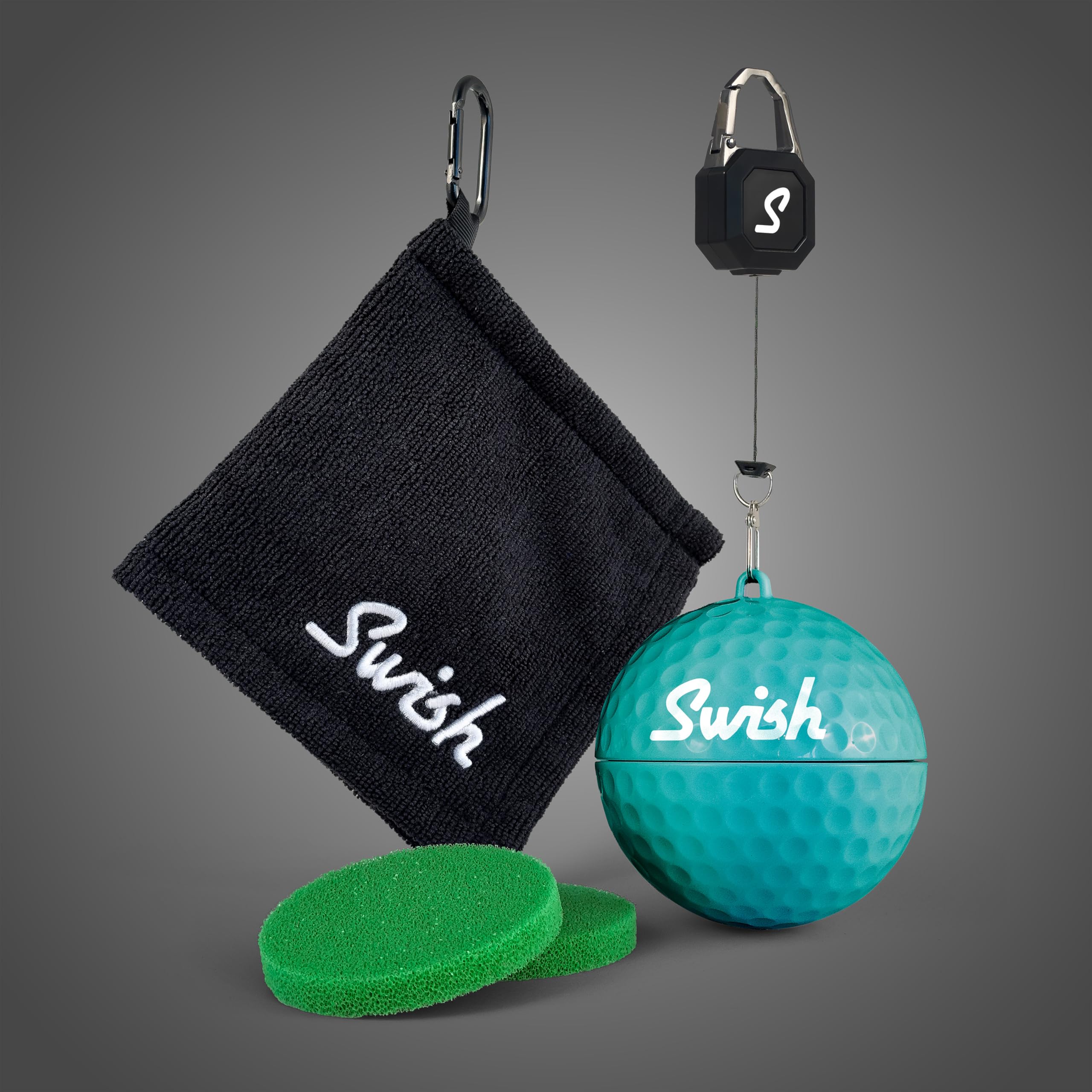 Swish Portable Golf Ball Cleaner – Clip-On Golf Accessory for Golf Bag or Cart – Best Golf Gift for Men & Women – Ideal for Driving Range & Course Play